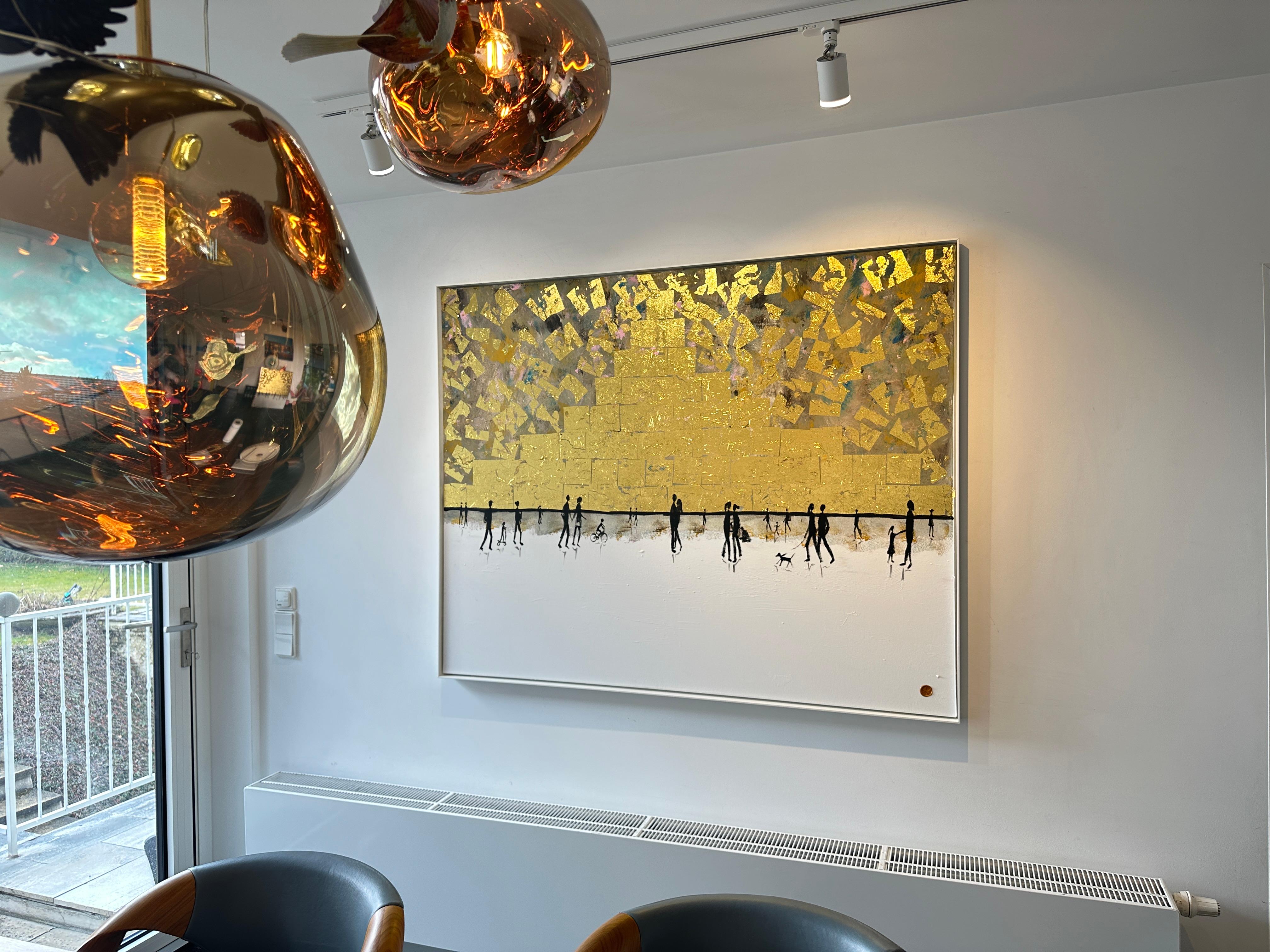 Happy Memories - Gold Leaf Peinture familiale abstraite contemporaine 1