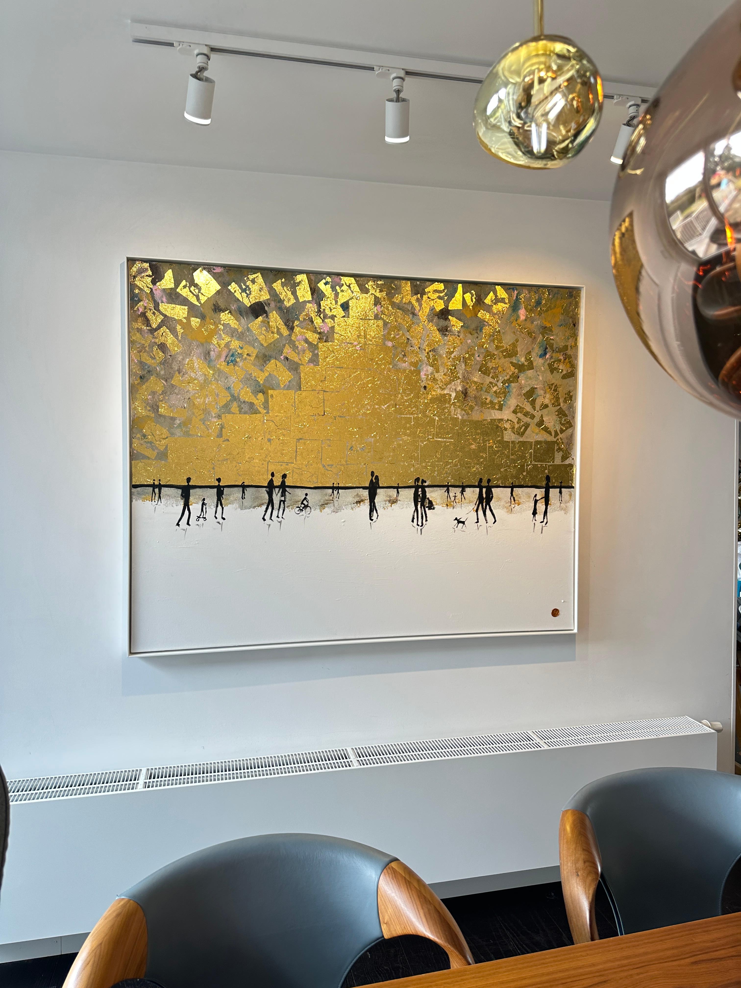 Happy Memories - Gold Leaf Peinture familiale abstraite contemporaine 2