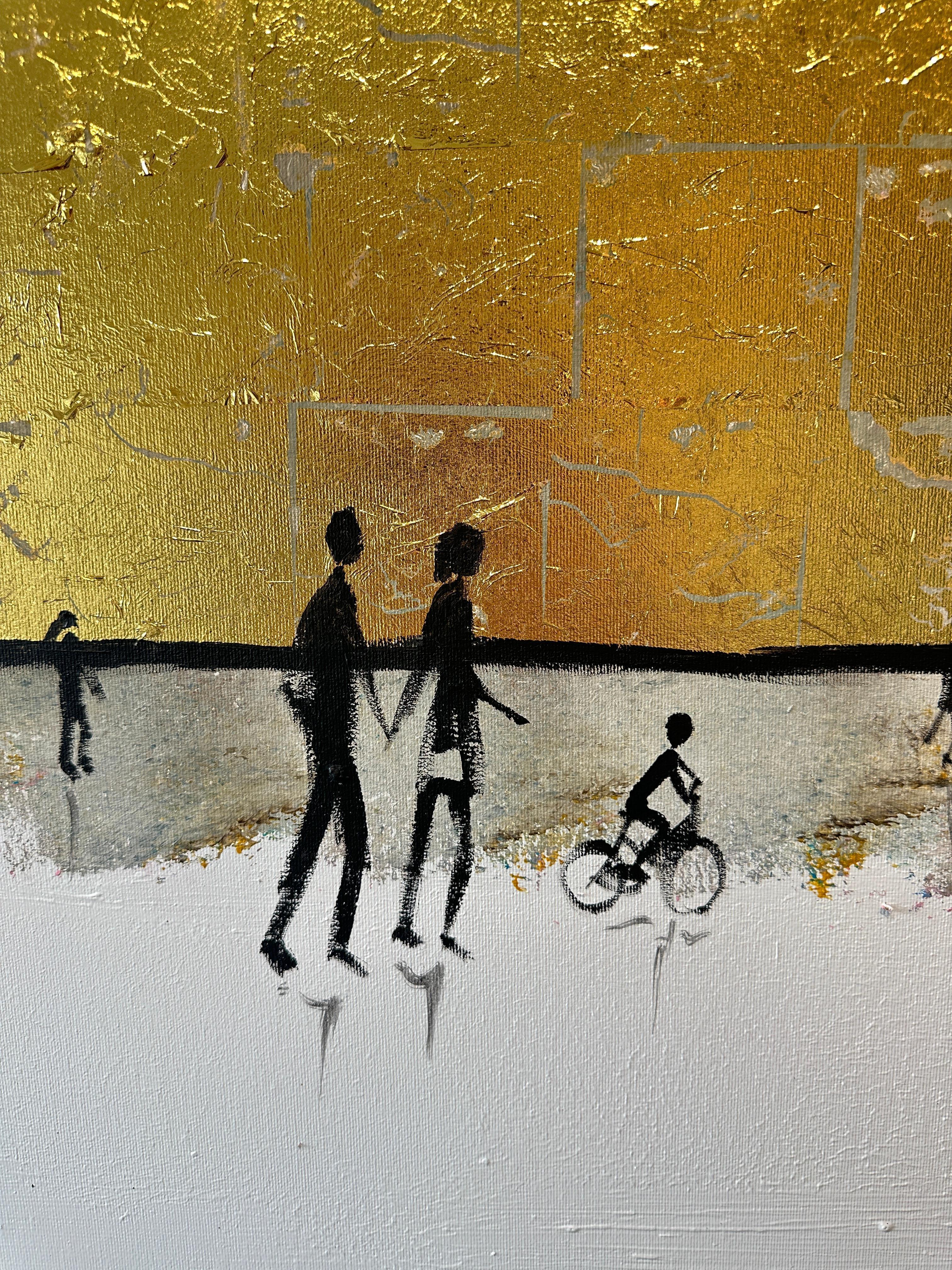 Happy Memories - Gold Leaf Peinture familiale abstraite contemporaine 3