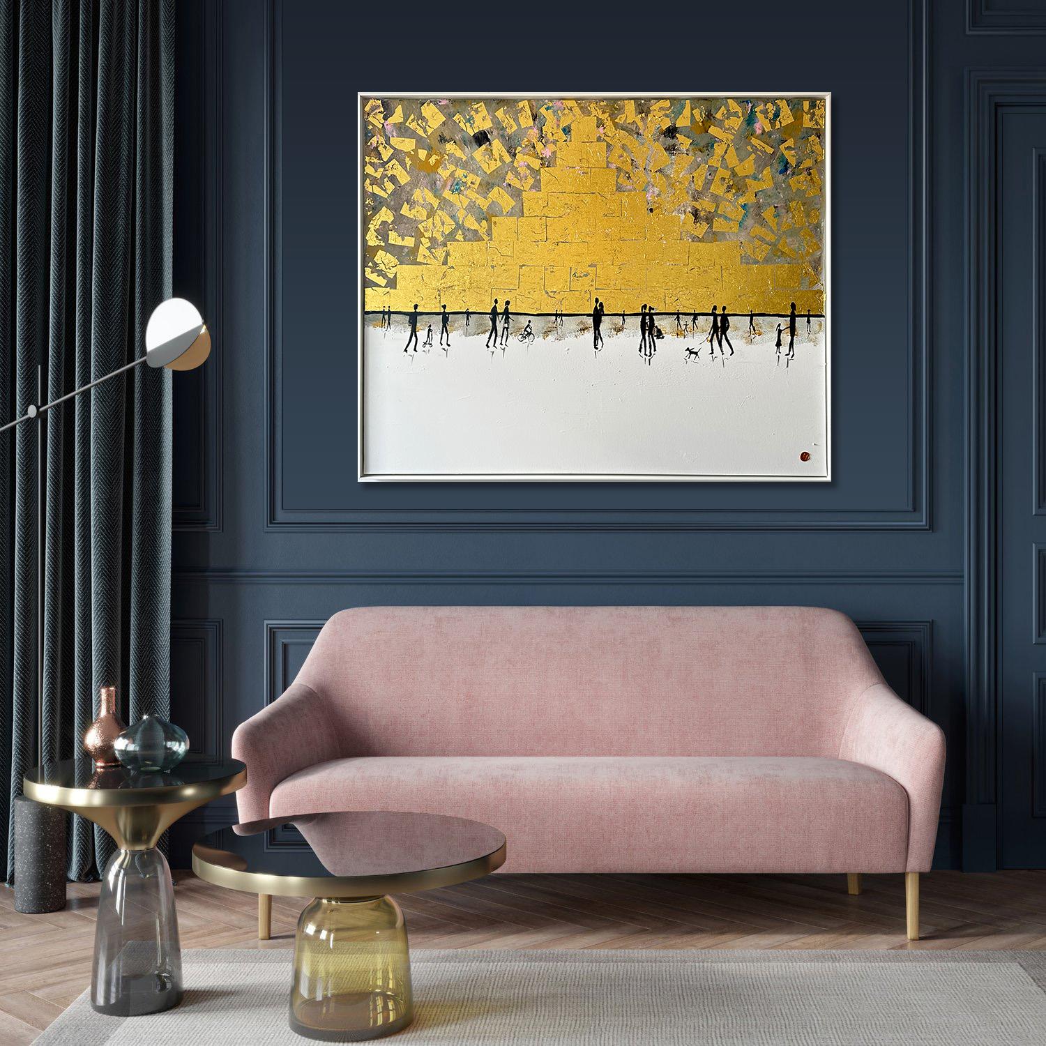 Happy Memories - Gold Leaf Peinture familiale abstraite contemporaine 4