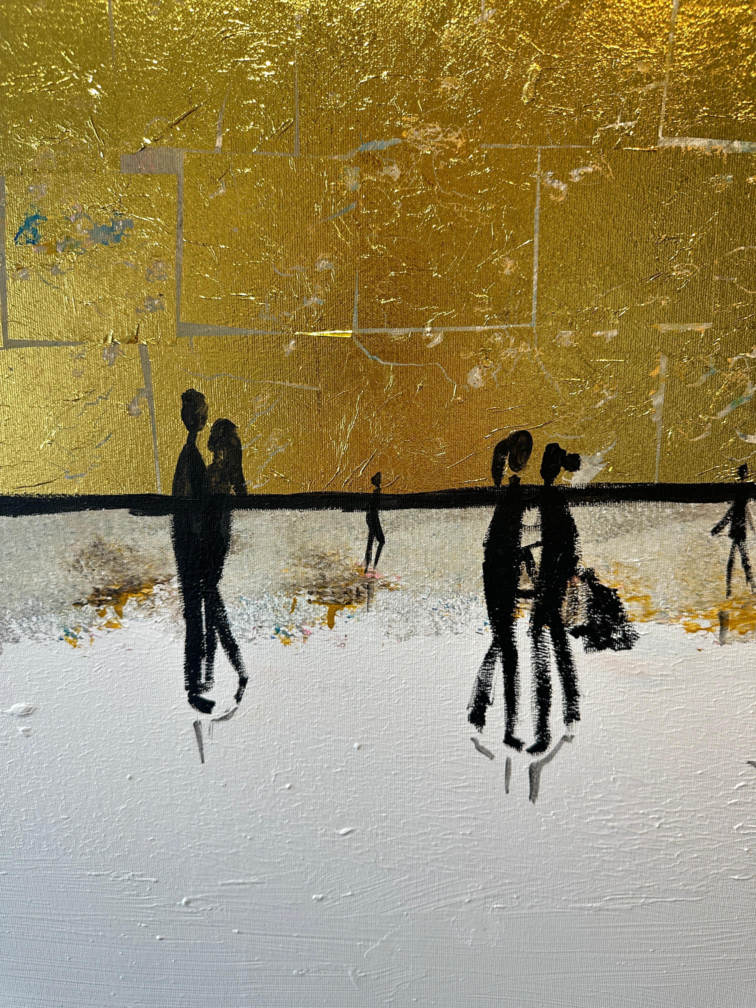 Happy Memories - Gold Leaf Peinture familiale abstraite contemporaine 5