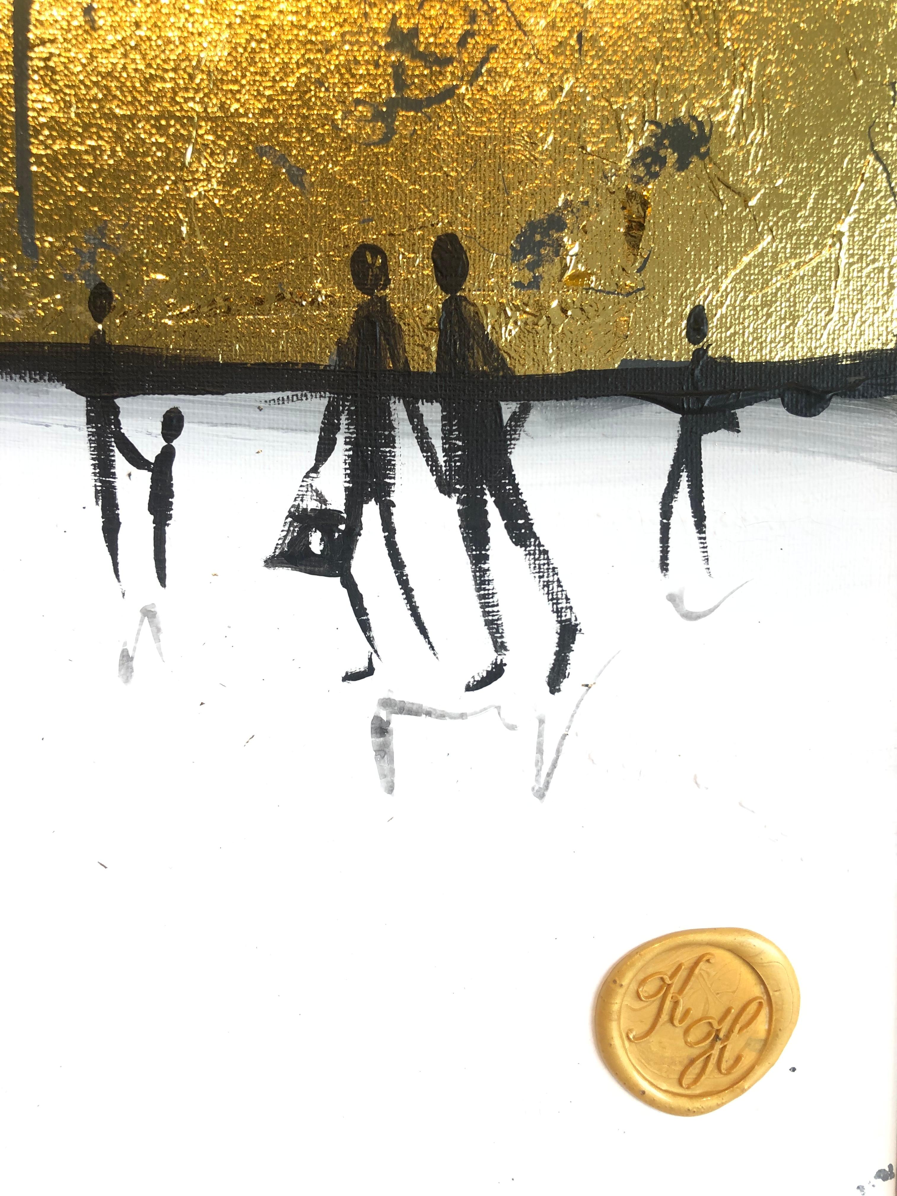 Souvenirs heureux de toi et moi - Feuille d'or Peinture familiale abstraite contemporaine en vente 6