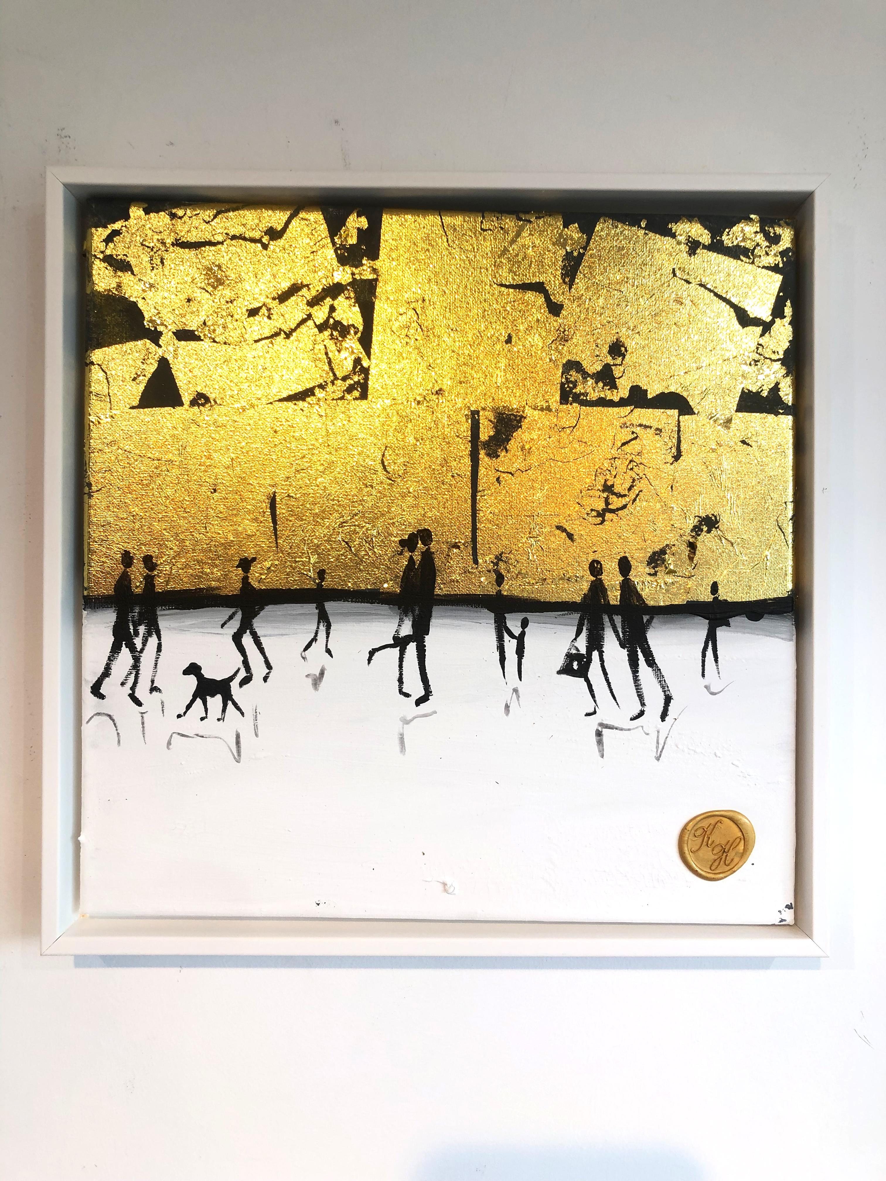 Souvenirs heureux de toi et moi - Feuille d'or Peinture familiale abstraite contemporaine - Painting de Katharina Hormel