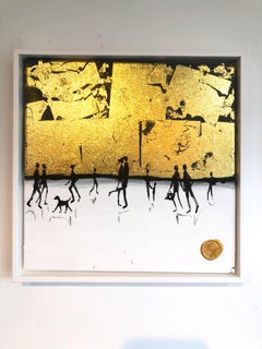 Happy memories of You and Me - Gold Leaf Contemporary abstract family painting