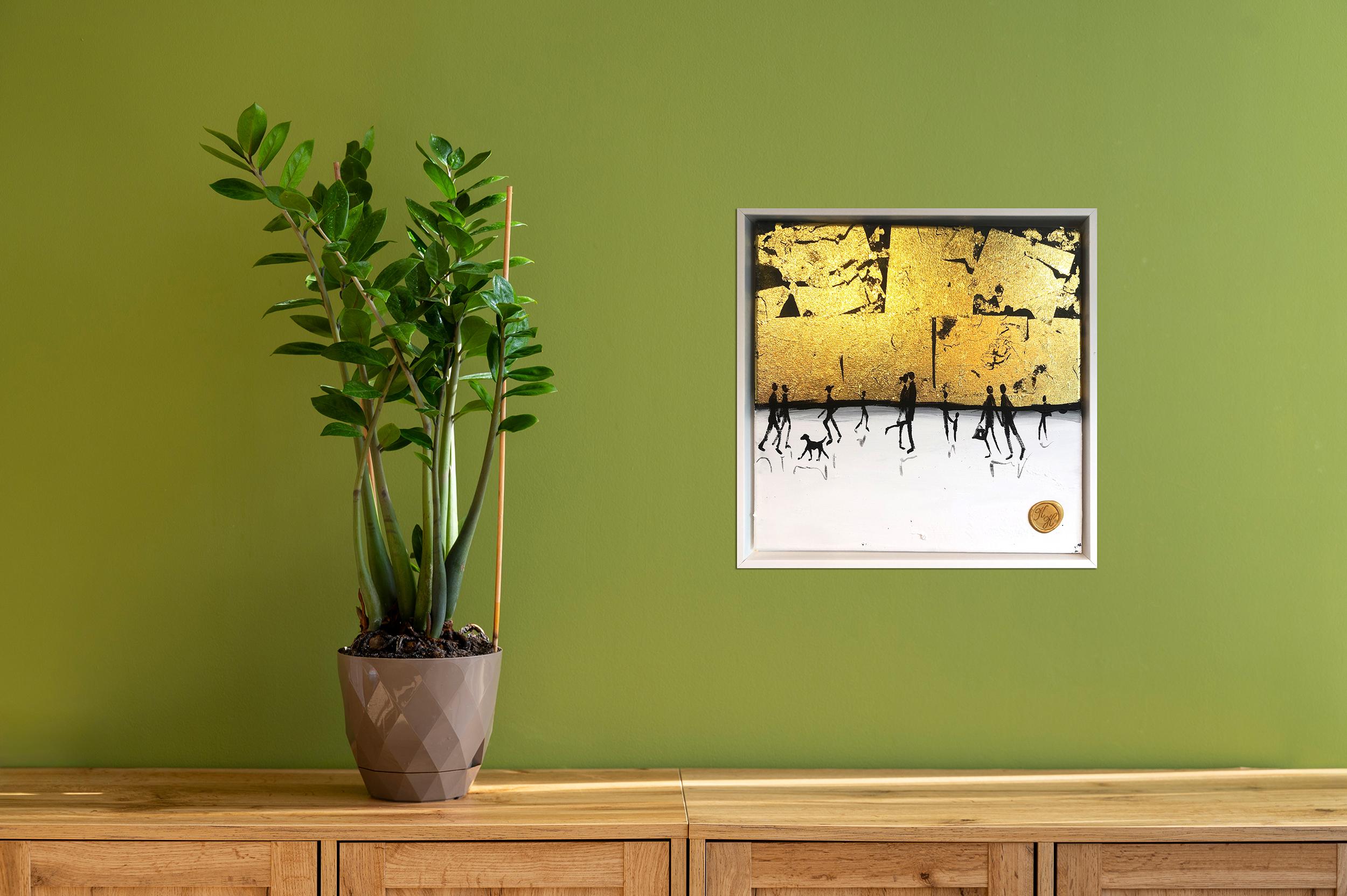 Souvenirs heureux de toi et moi - Feuille d'or Peinture familiale abstraite contemporaine en vente 3