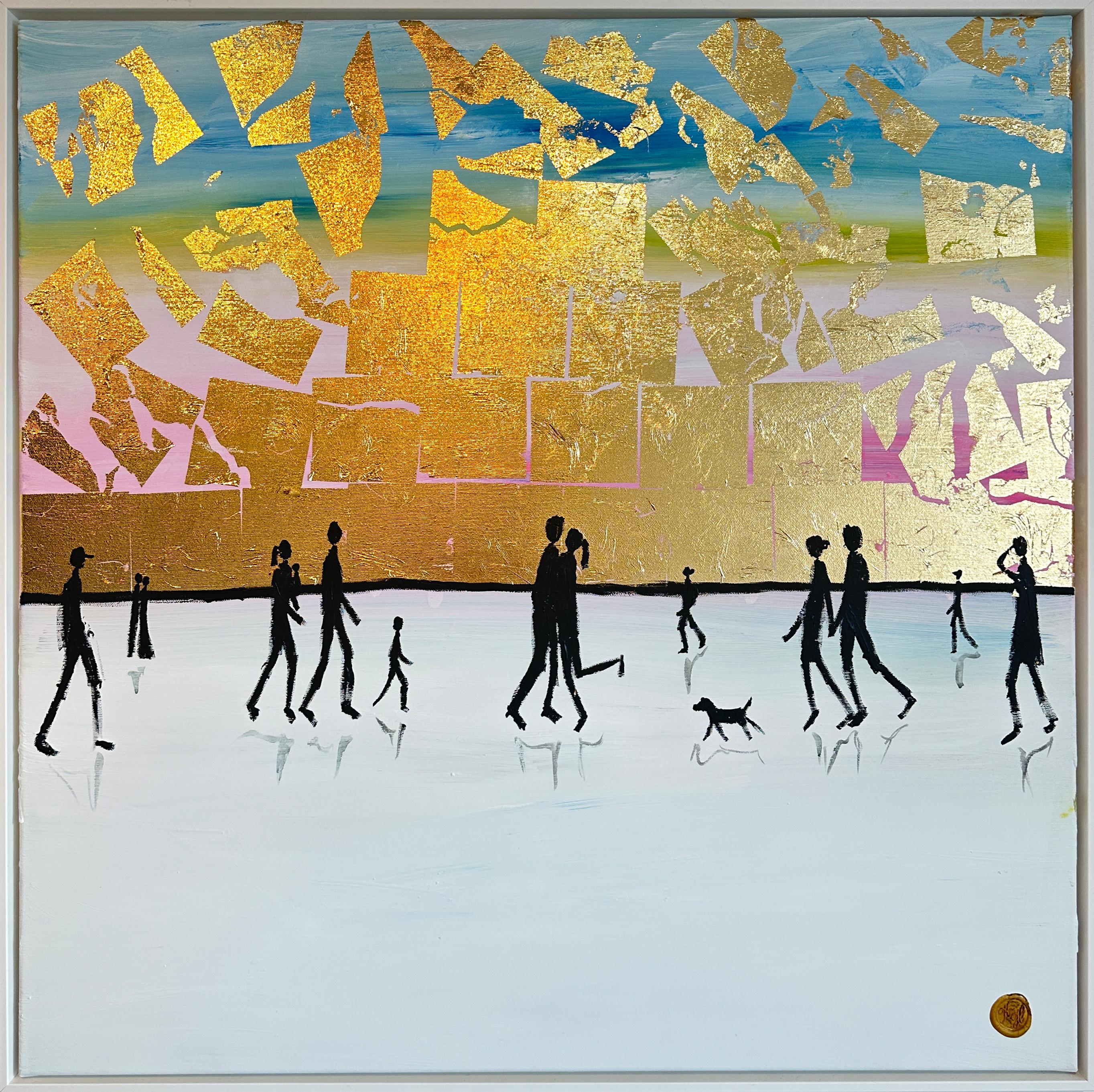 Katharina Hormel Abstract Painting – The Home is where the Heart is - Blattgold Zeitgenössisches abstraktes Gemälde