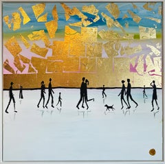 Home is where the Heart is - Gold Leaf Contemporary abstract painting