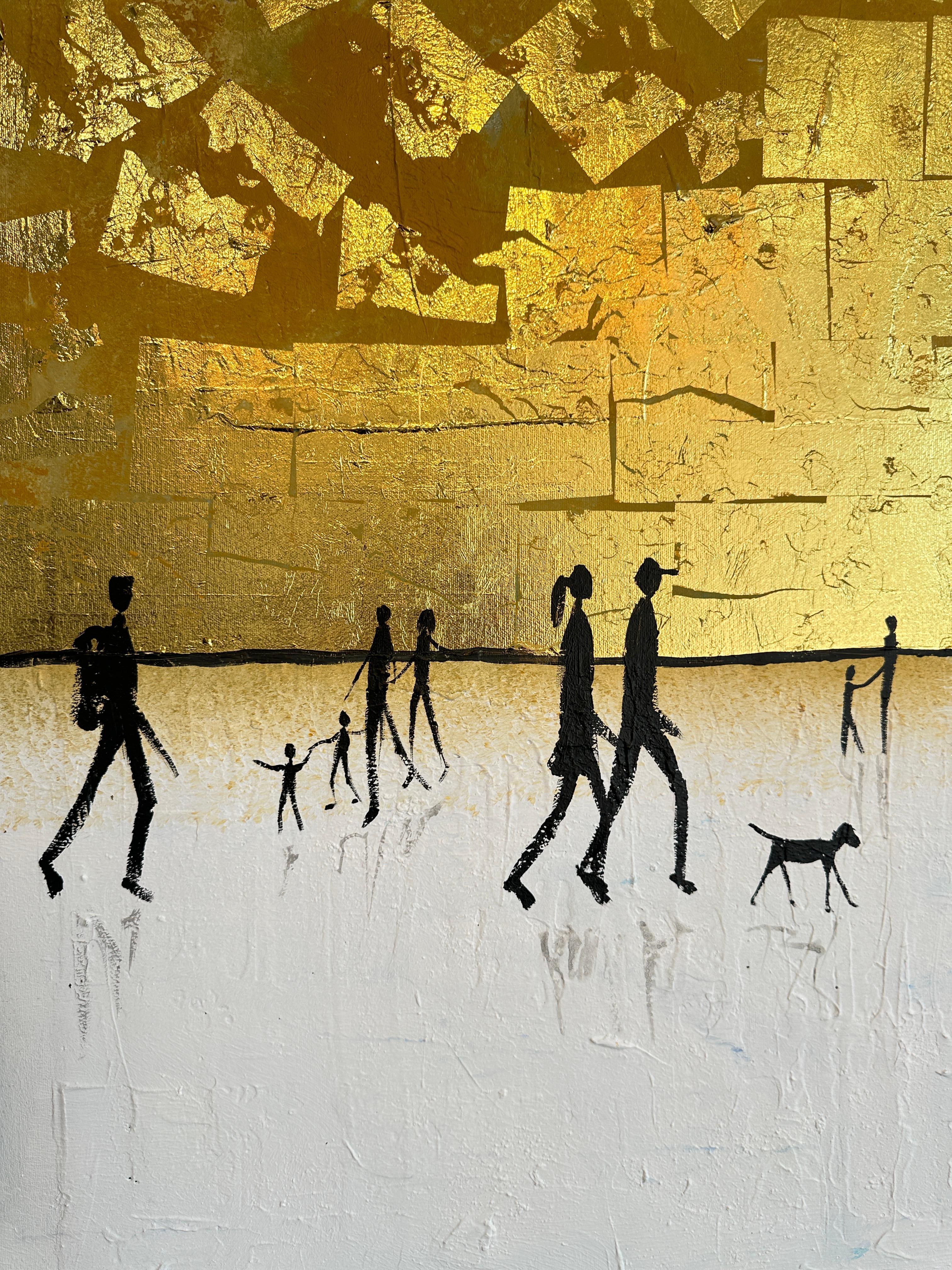 Per quanto tempo ti amerò - Foglia d'oro Quadro astratto contemporaneo di famiglia 8