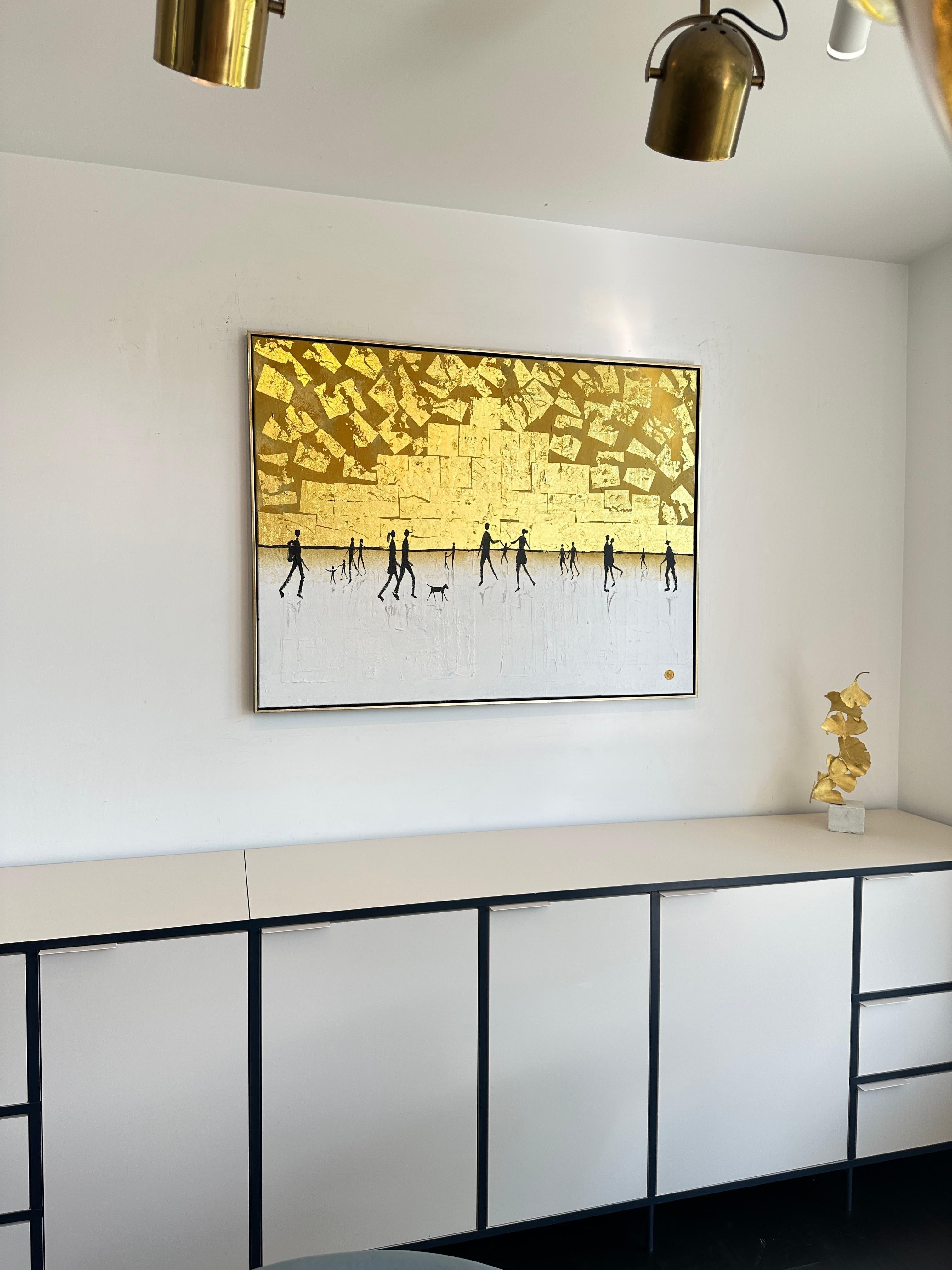 Per quanto tempo ti amerò - Foglia d'oro Quadro astratto contemporaneo di famiglia 9