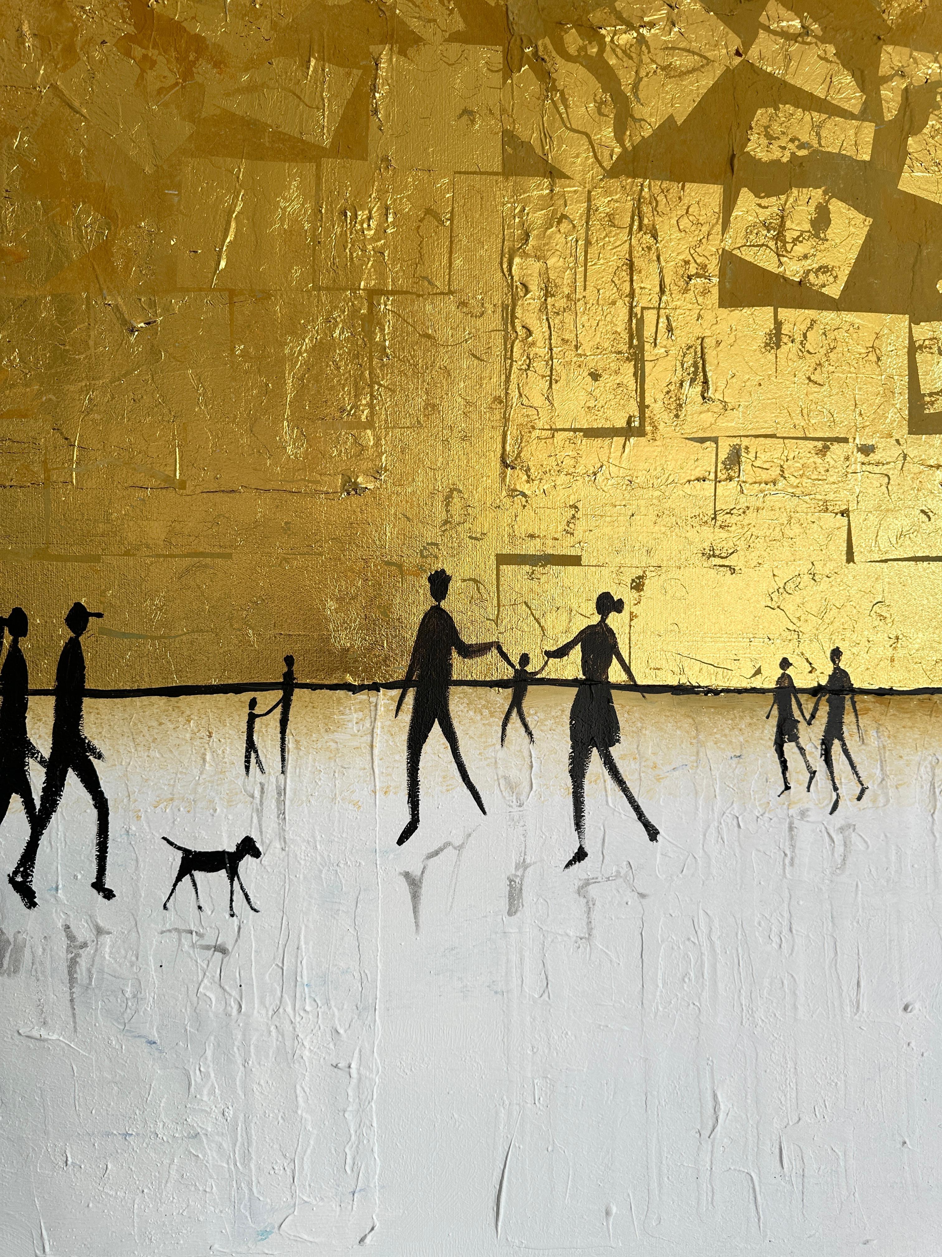 Per quanto tempo ti amerò - Foglia d'oro Quadro astratto contemporaneo di famiglia 10