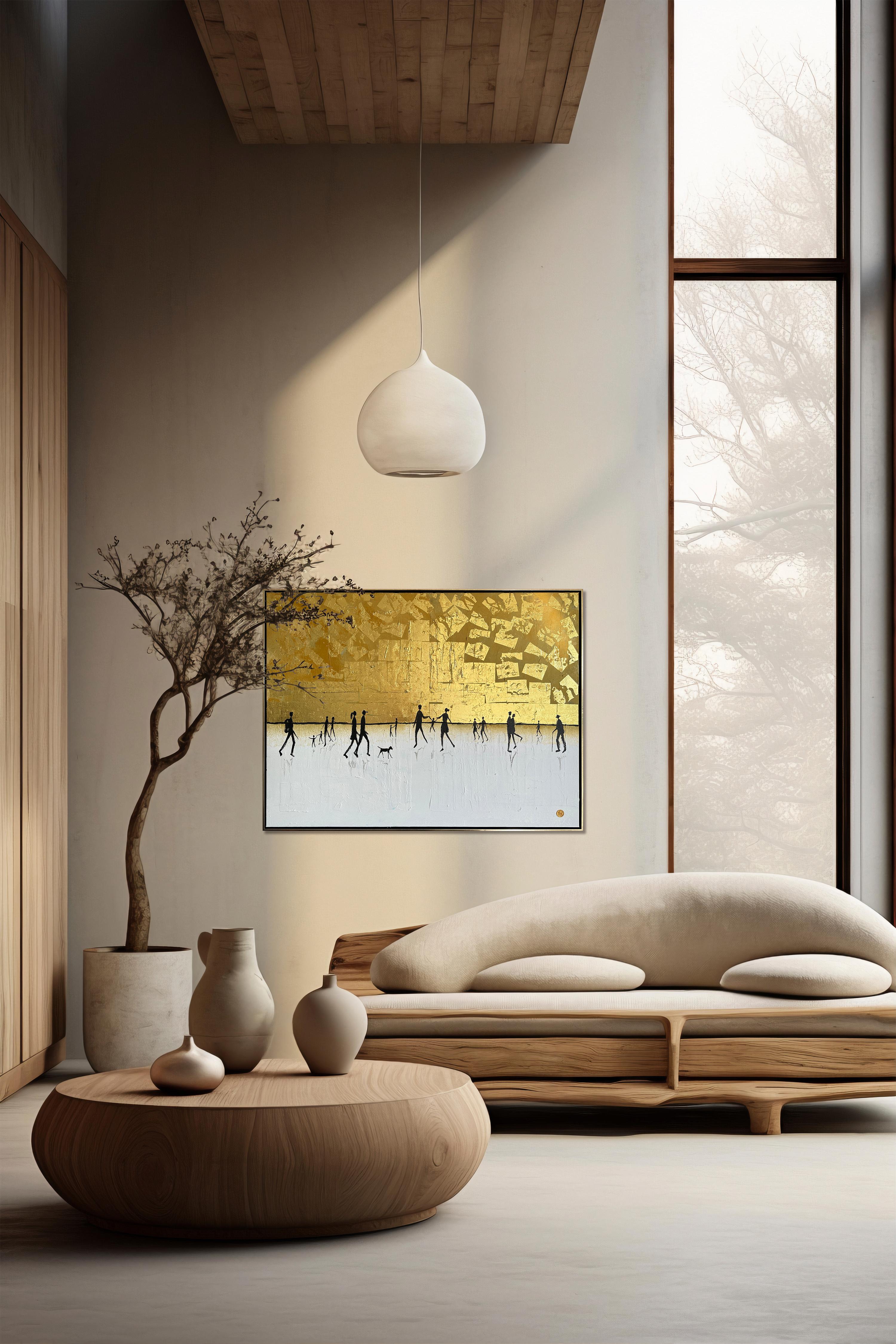 Per quanto tempo ti amerò - Foglia d'oro Quadro astratto contemporaneo di famiglia 11