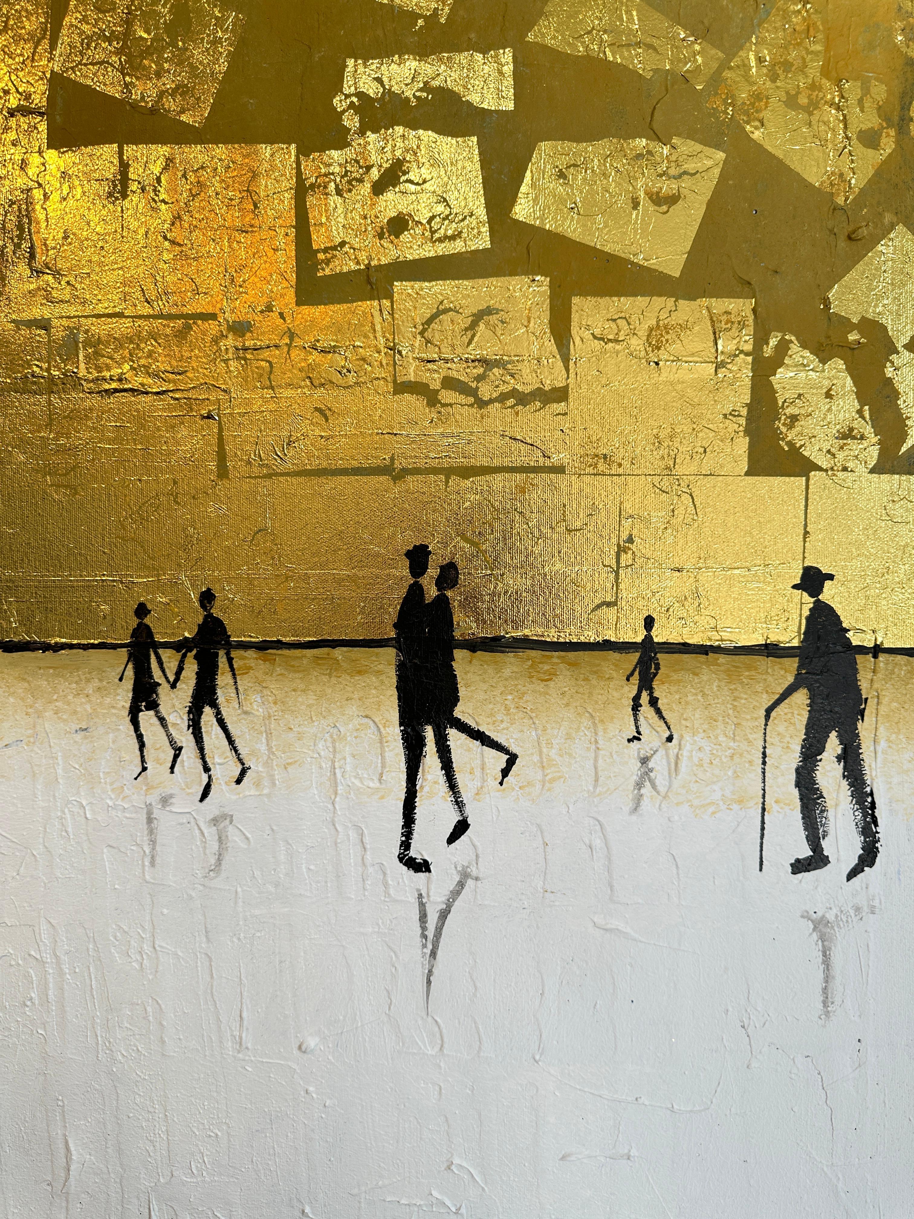 Per quanto tempo ti amerò - Foglia d'oro Quadro astratto contemporaneo di famiglia 1