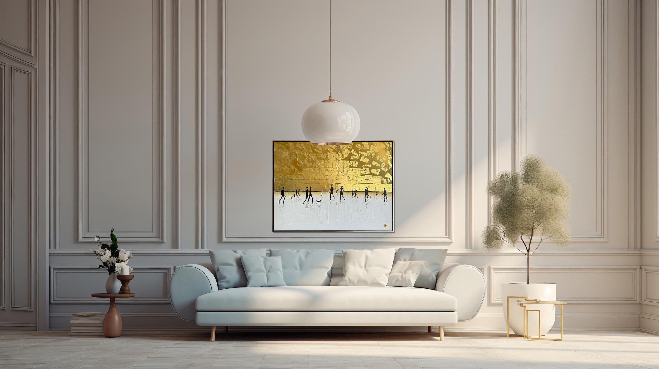 Per quanto tempo ti amerò - Foglia d'oro Quadro astratto contemporaneo di famiglia 2