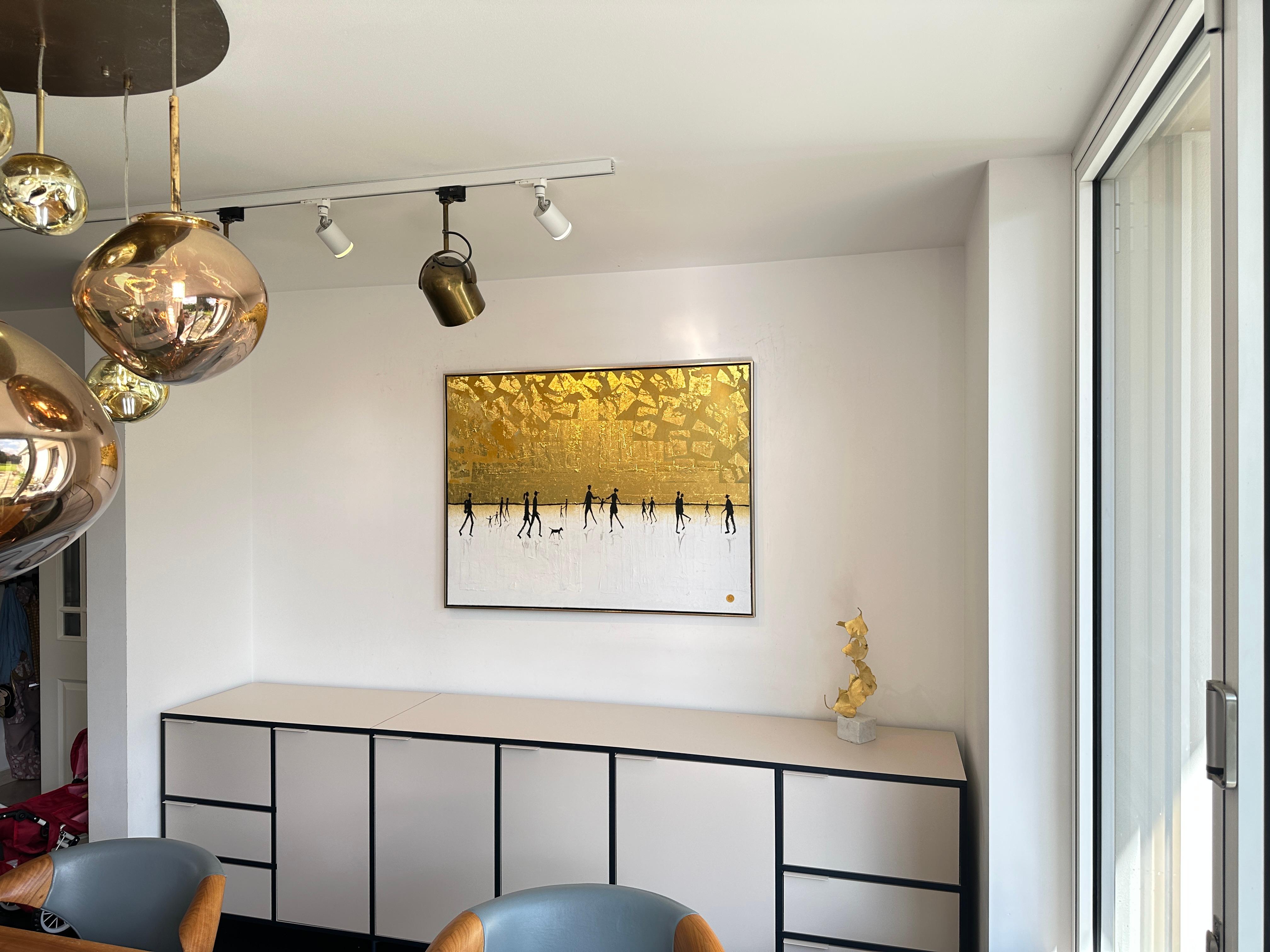 Per quanto tempo ti amerò - Foglia d'oro Quadro astratto contemporaneo di famiglia 3