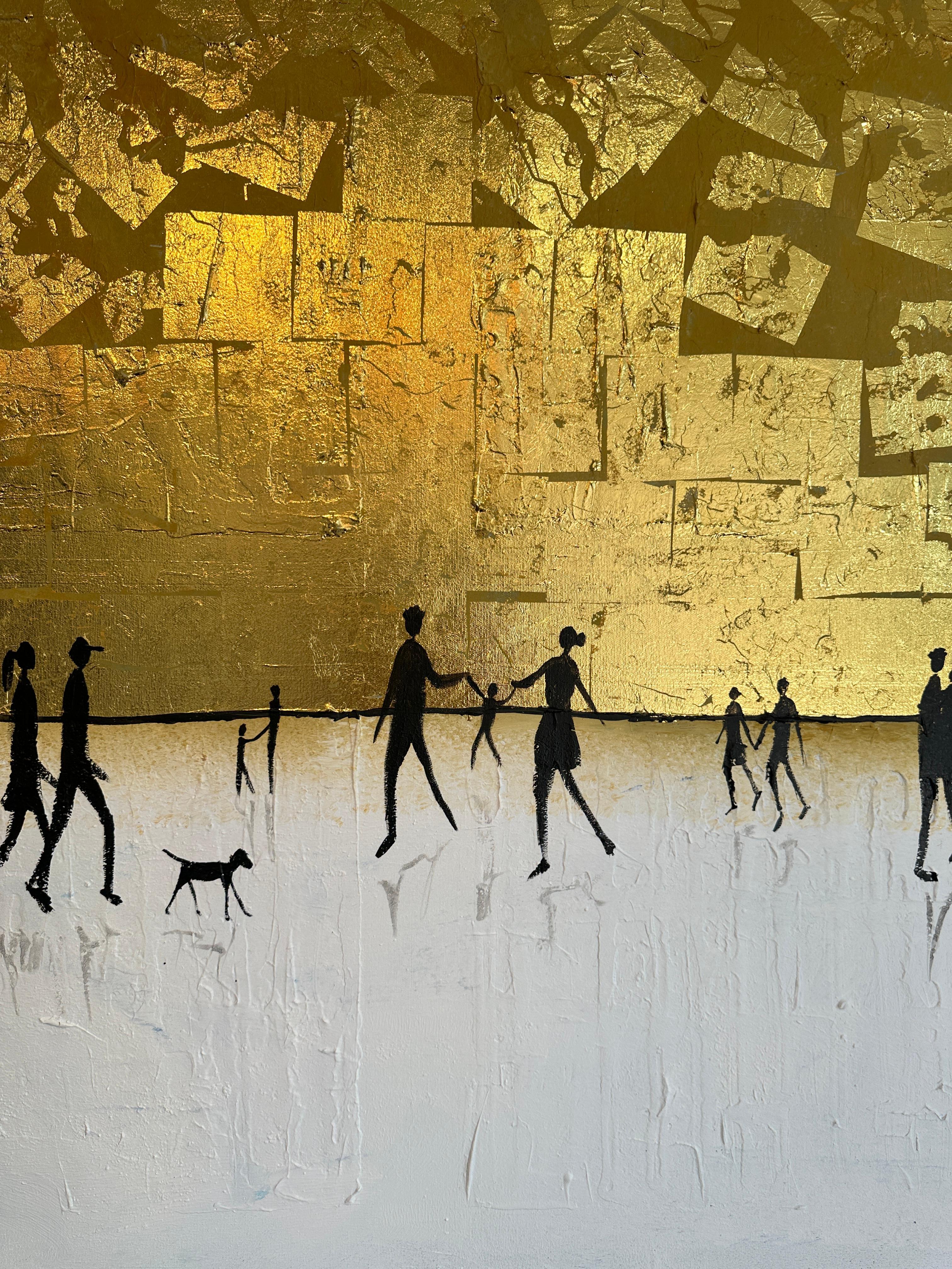Per quanto tempo ti amerò - Foglia d'oro Quadro astratto contemporaneo di famiglia 4