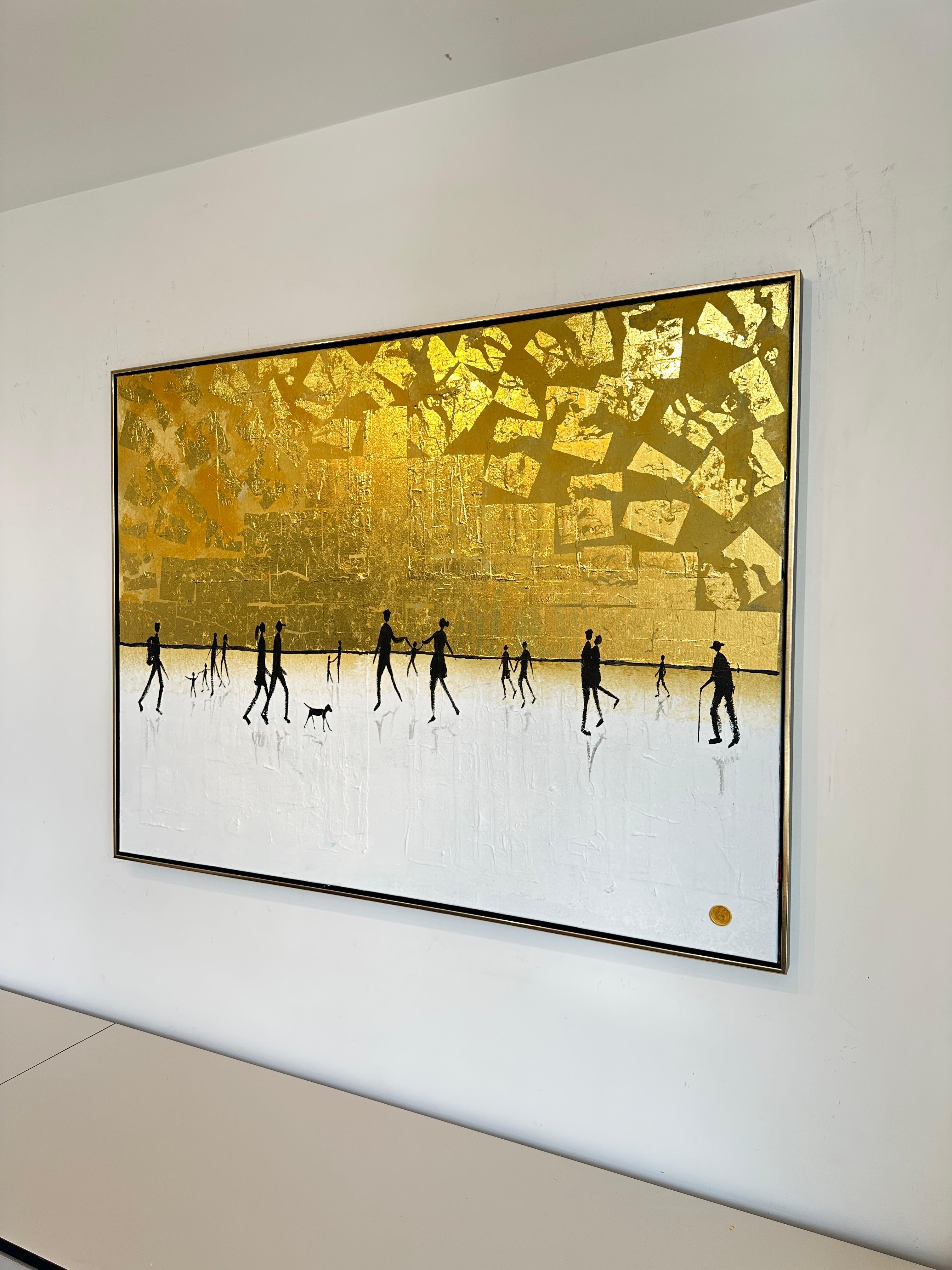 Per quanto tempo ti amerò - Foglia d'oro Quadro astratto contemporaneo di famiglia 5