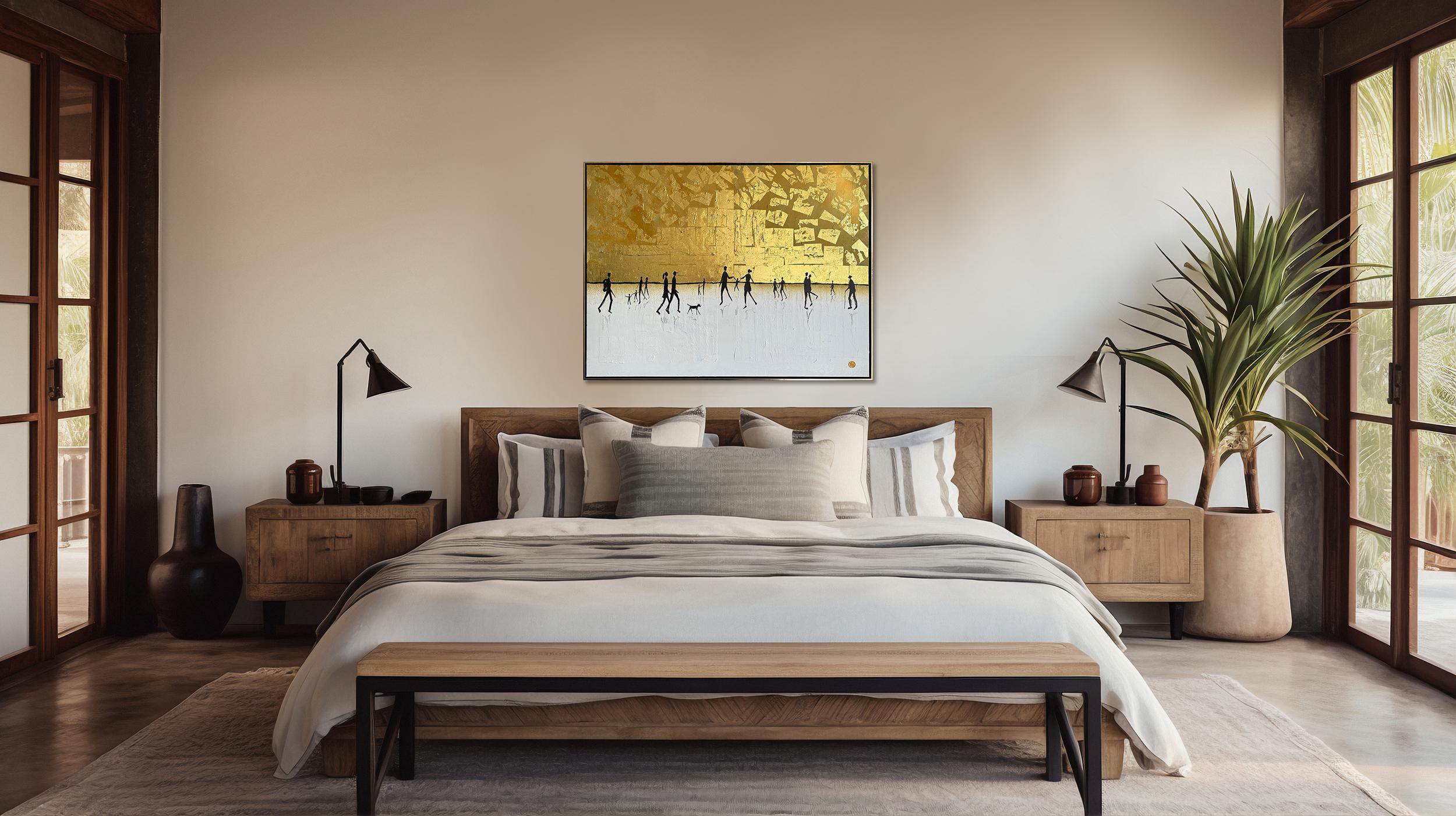 Per quanto tempo ti amerò - Foglia d'oro Quadro astratto contemporaneo di famiglia 6