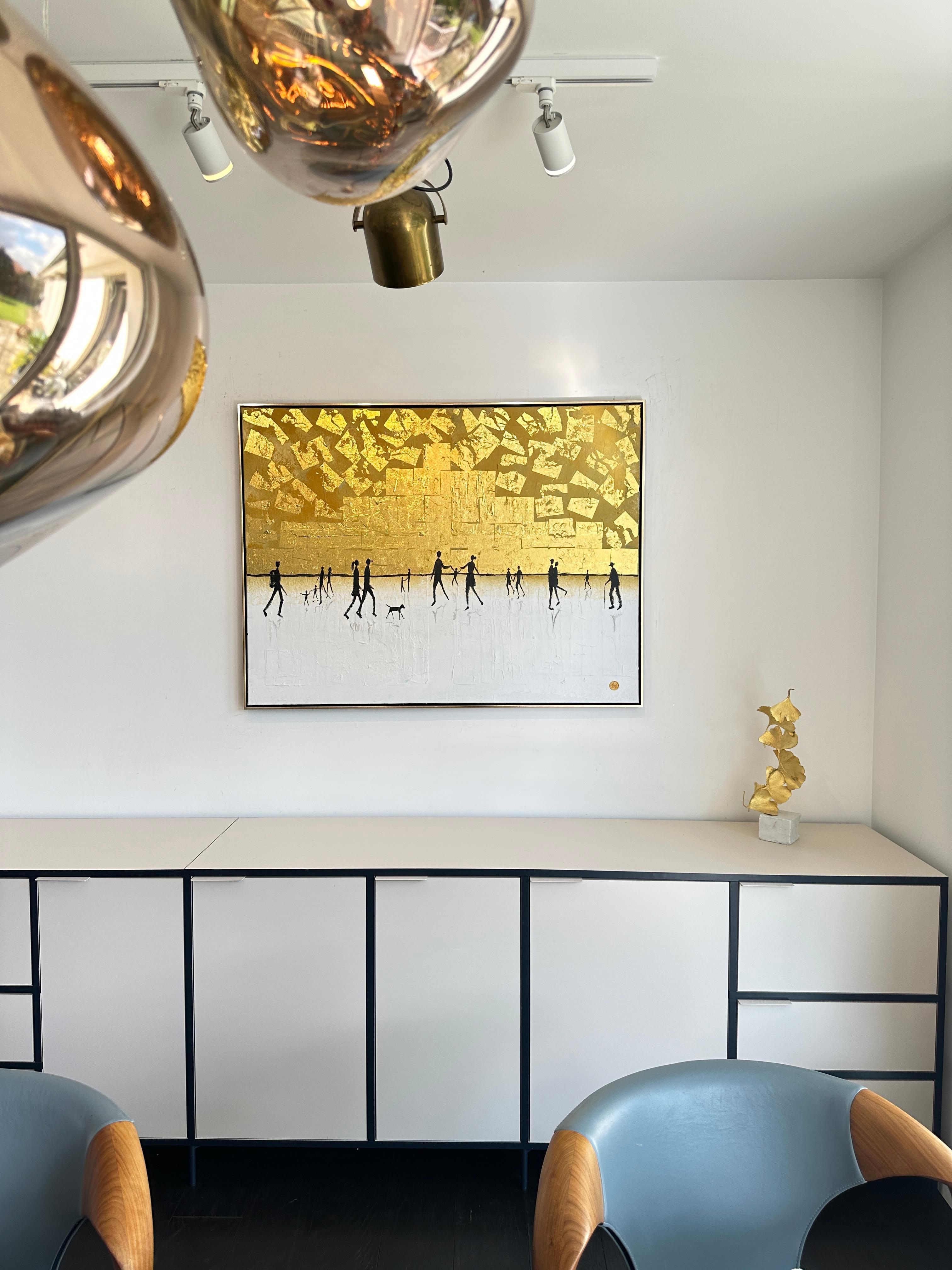 Per quanto tempo ti amerò - Foglia d'oro Quadro astratto contemporaneo di famiglia 7