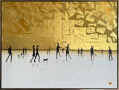 Per quanto tempo ti amerò - Foglia d'oro Quadro astratto contemporaneo di famiglia