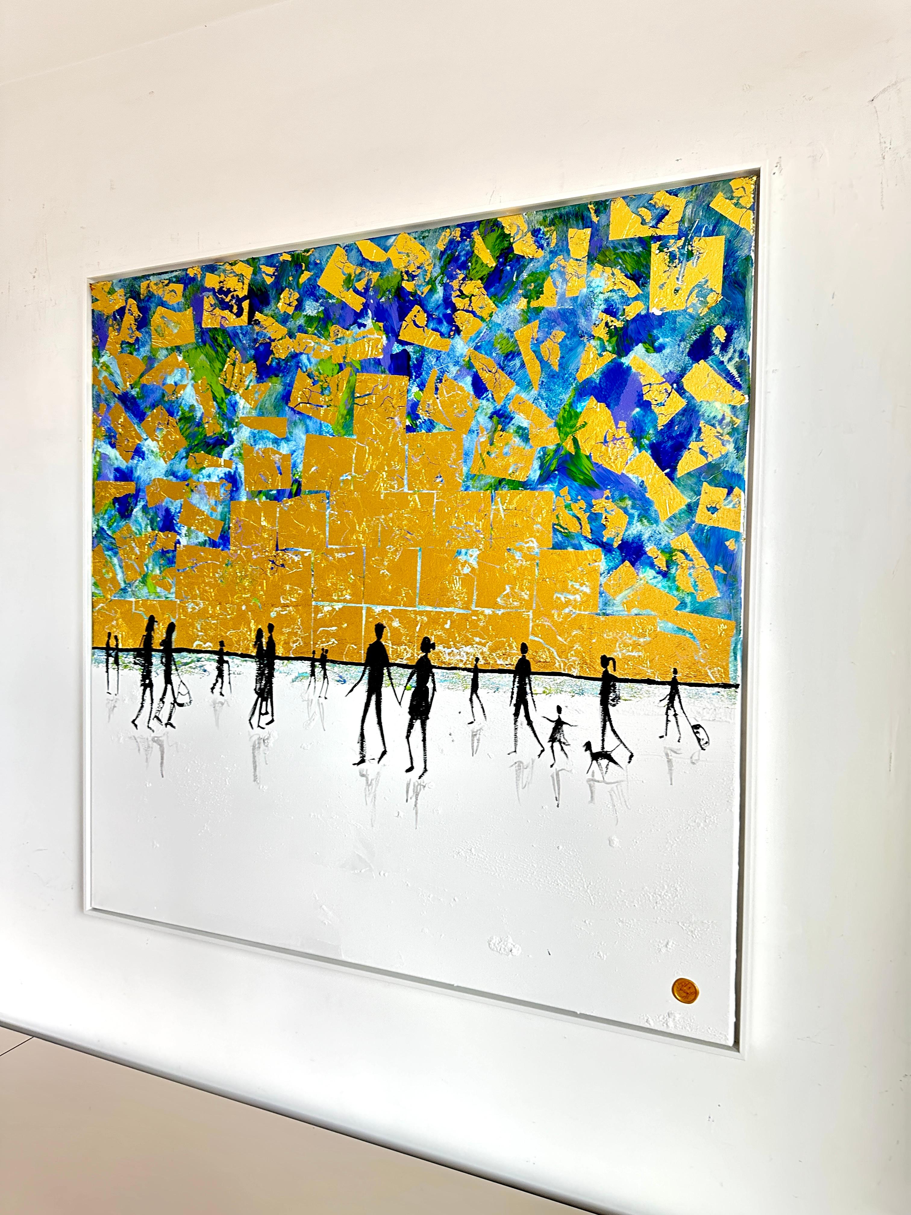 No quiero perderme nada - Hoja de oro Abstracto contemporáneo  pintura en venta 8