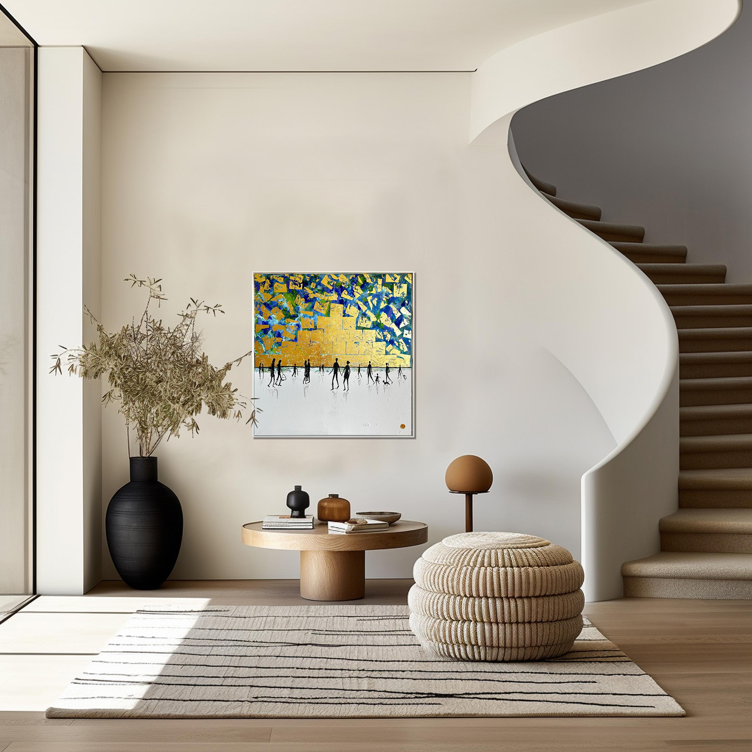 No quiero perderme nada - Hoja de oro Abstracto contemporáneo  pintura en venta 10