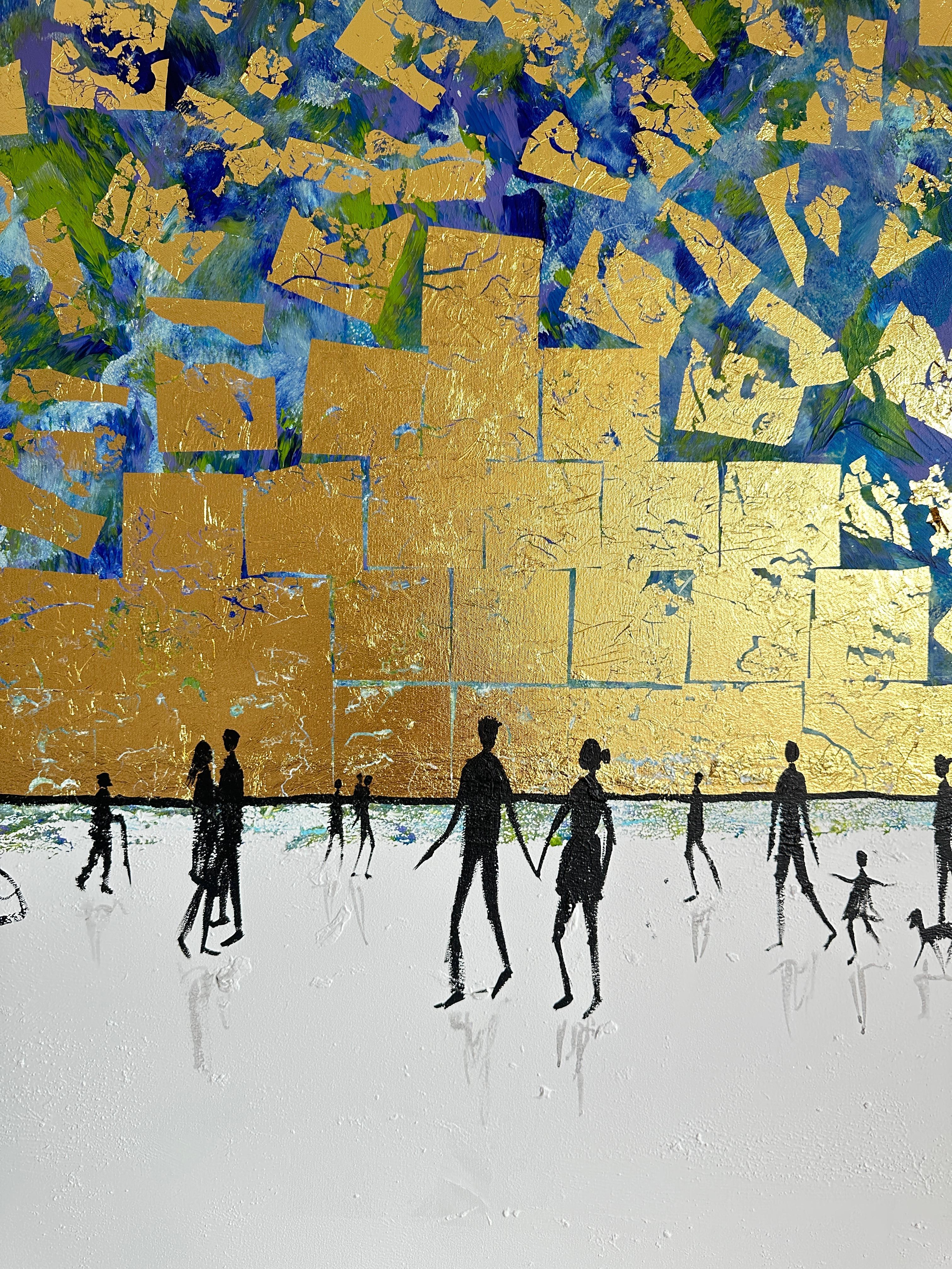 No quiero perderme nada - Hoja de oro Abstracto contemporáneo  pintura en venta 2