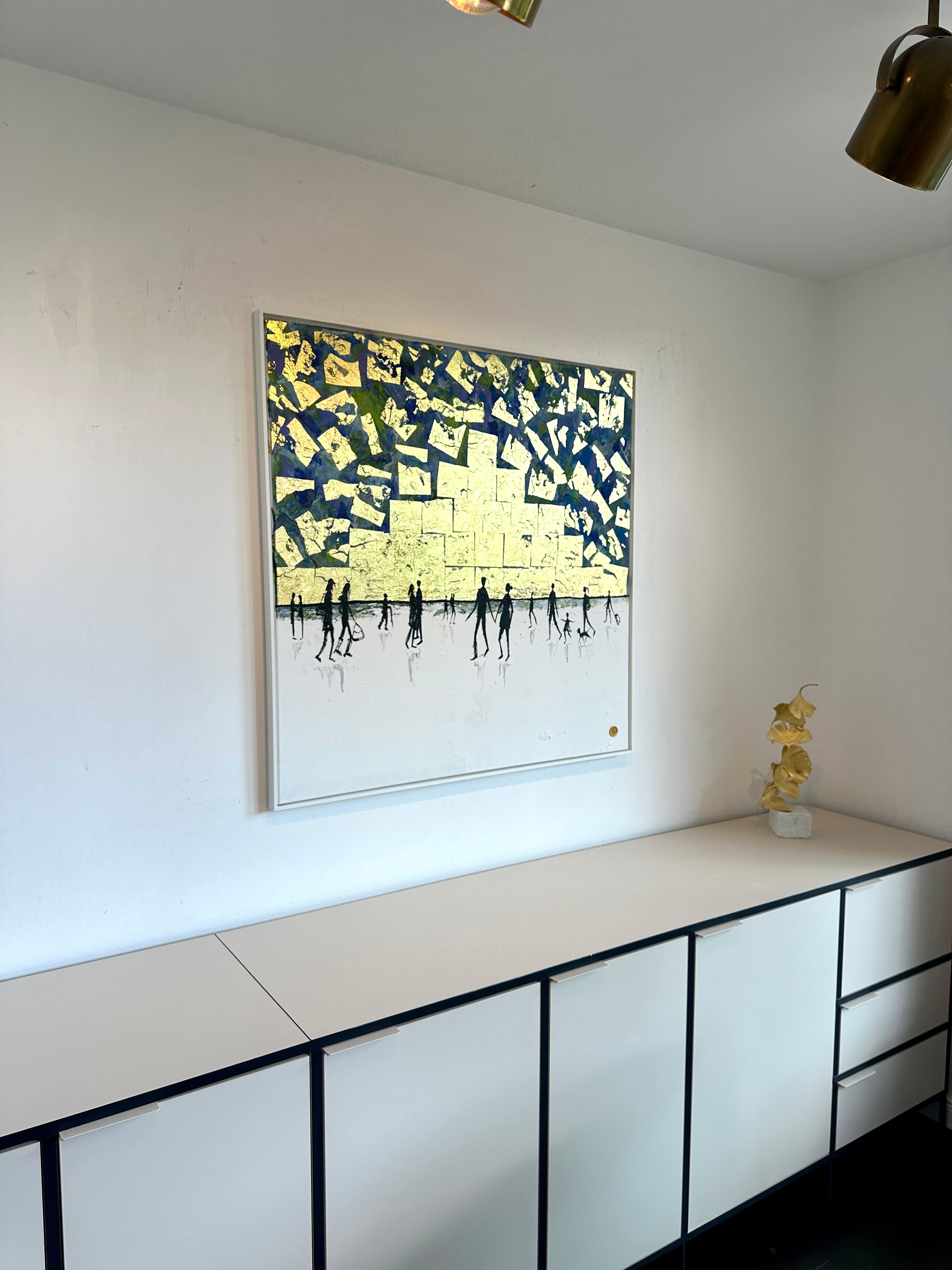 No quiero perderme nada - Hoja de oro Abstracto contemporáneo  pintura en venta 4