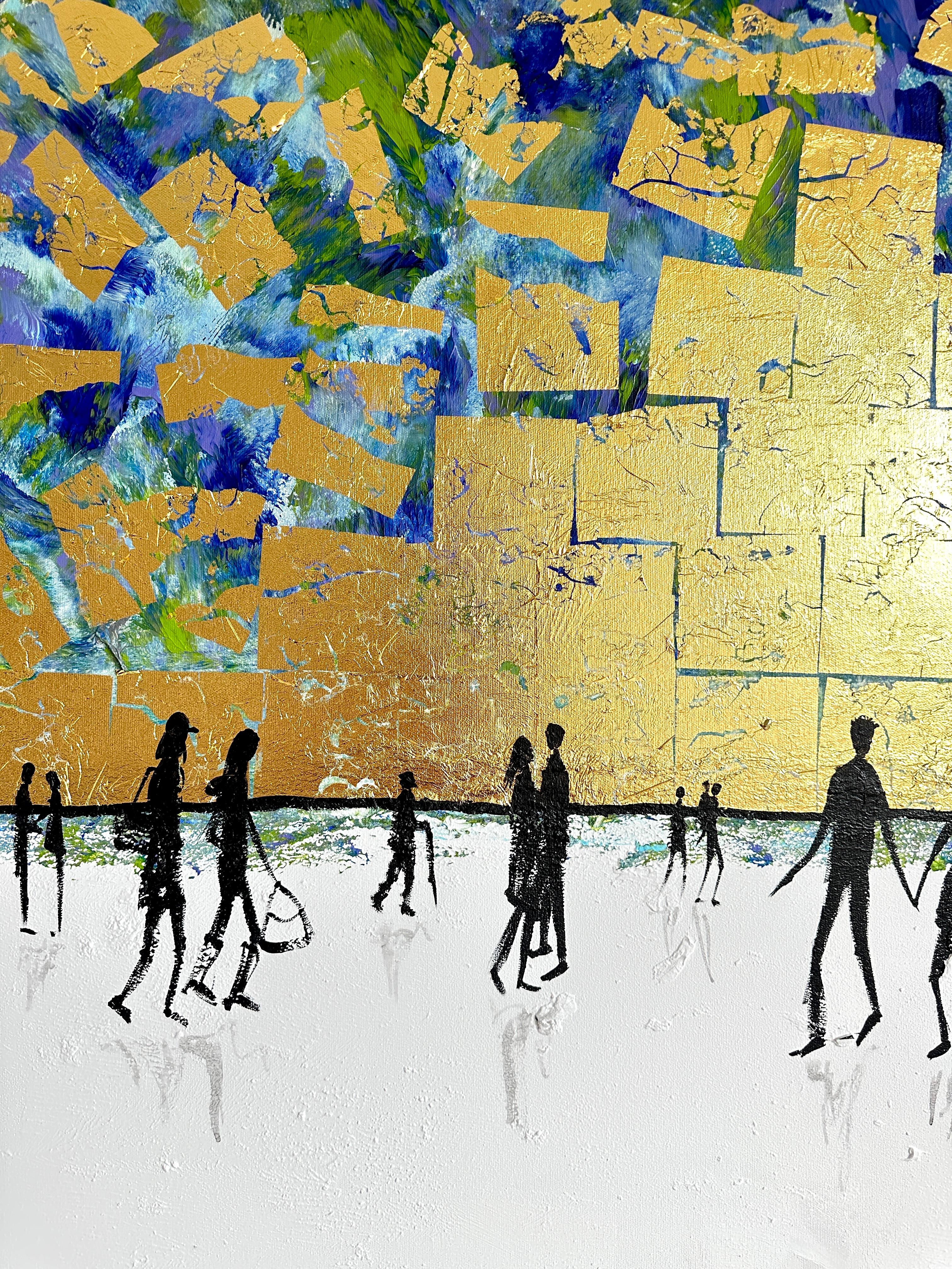 No quiero perderme nada - Hoja de oro Abstracto contemporáneo  pintura en venta 5