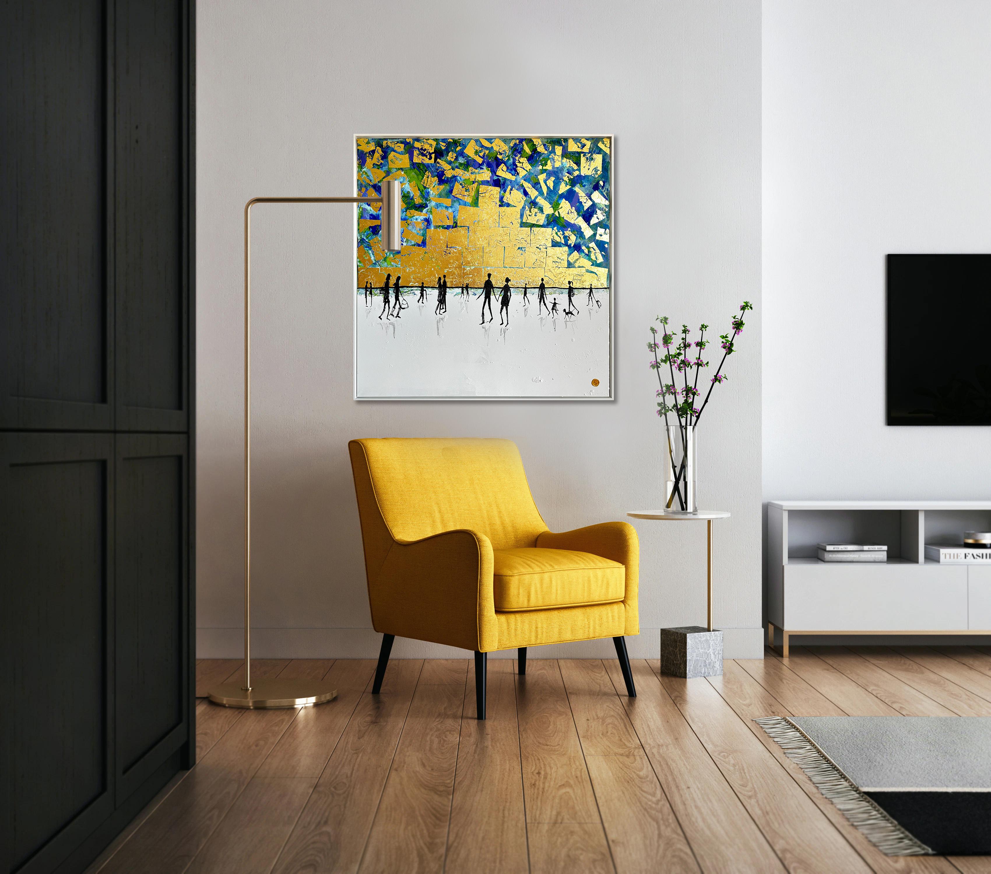 No quiero perderme nada - Hoja de oro Abstracto contemporáneo  pintura en venta 6