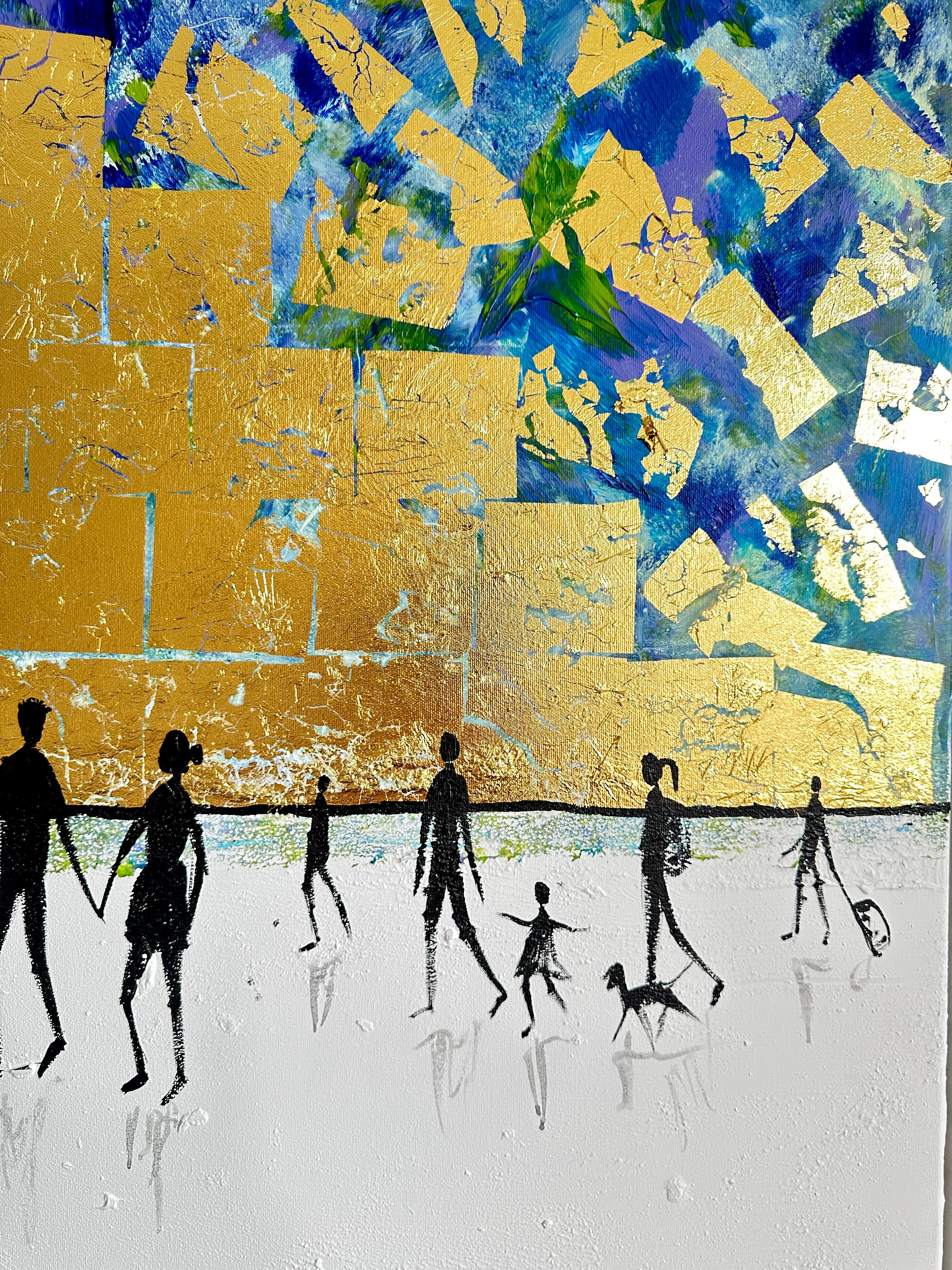 No quiero perderme nada - Hoja de oro Abstracto contemporáneo  pintura en venta 7