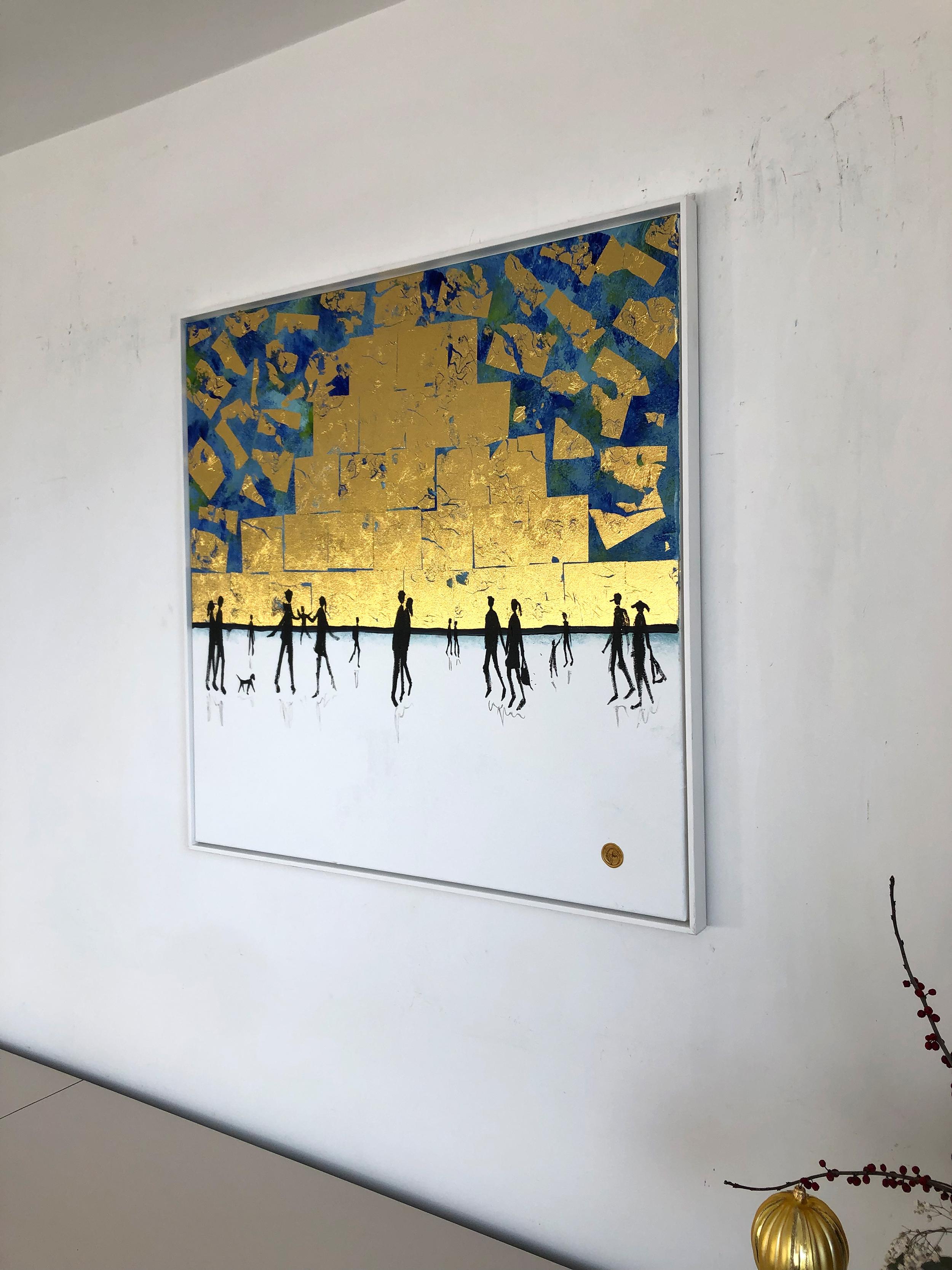 I love you till the end of time -Gold Leaf Contemporary abstract family painting For Sale 7