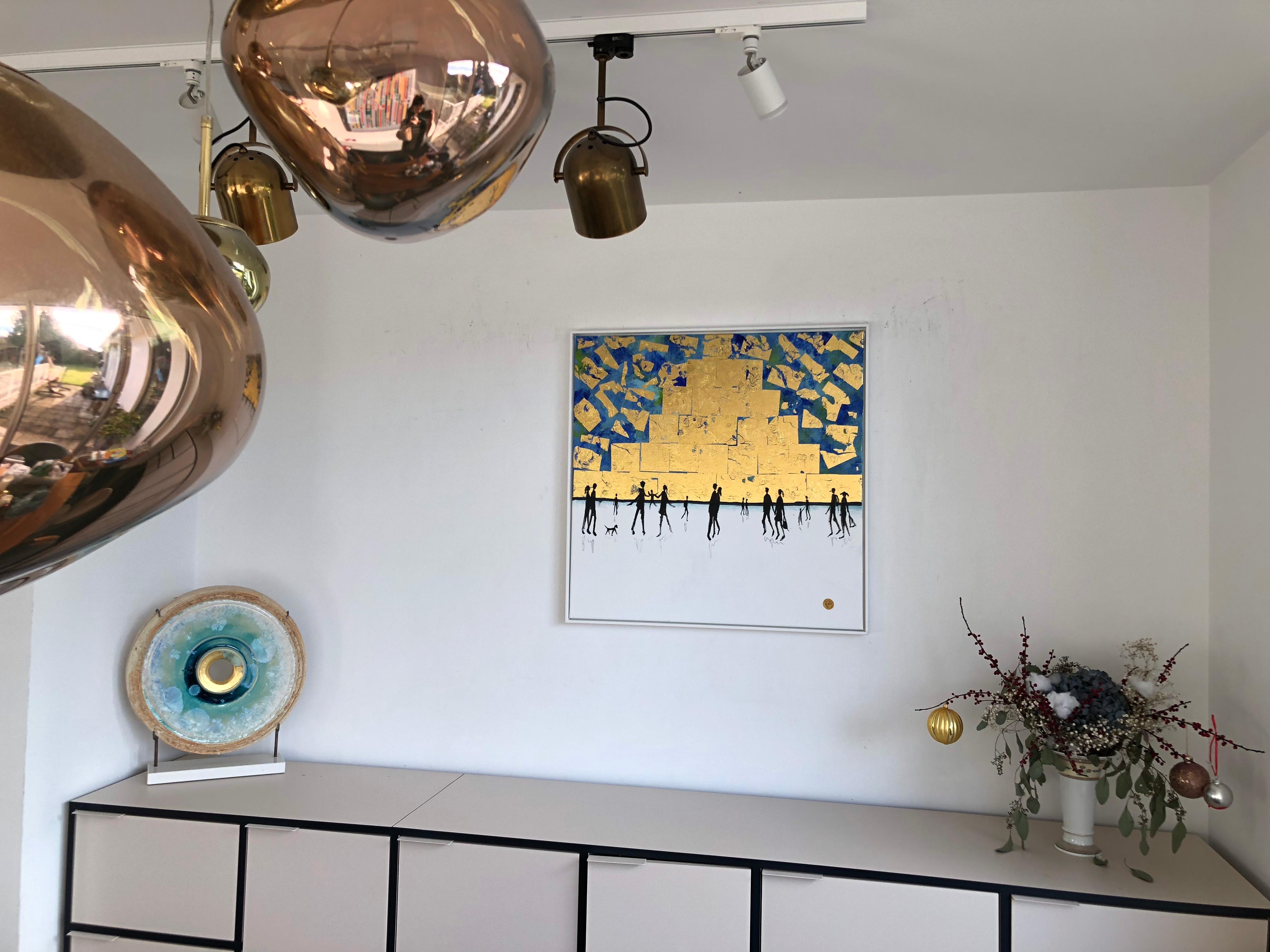 I love you till the end of time -Gold Leaf Contemporary abstract family painting For Sale 8
