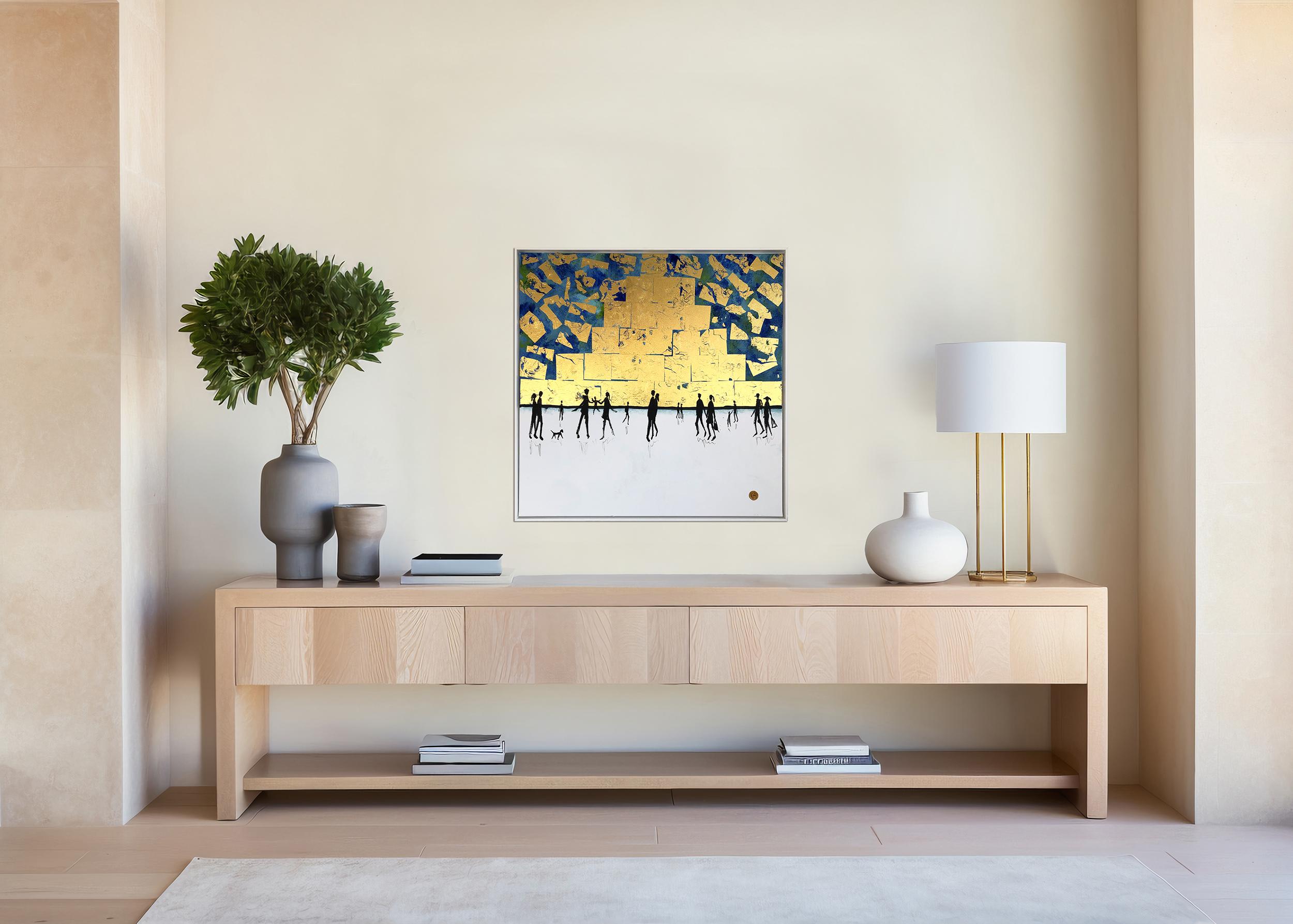 I love you till the end of time -Gold Leaf Contemporary abstract family painting For Sale 9
