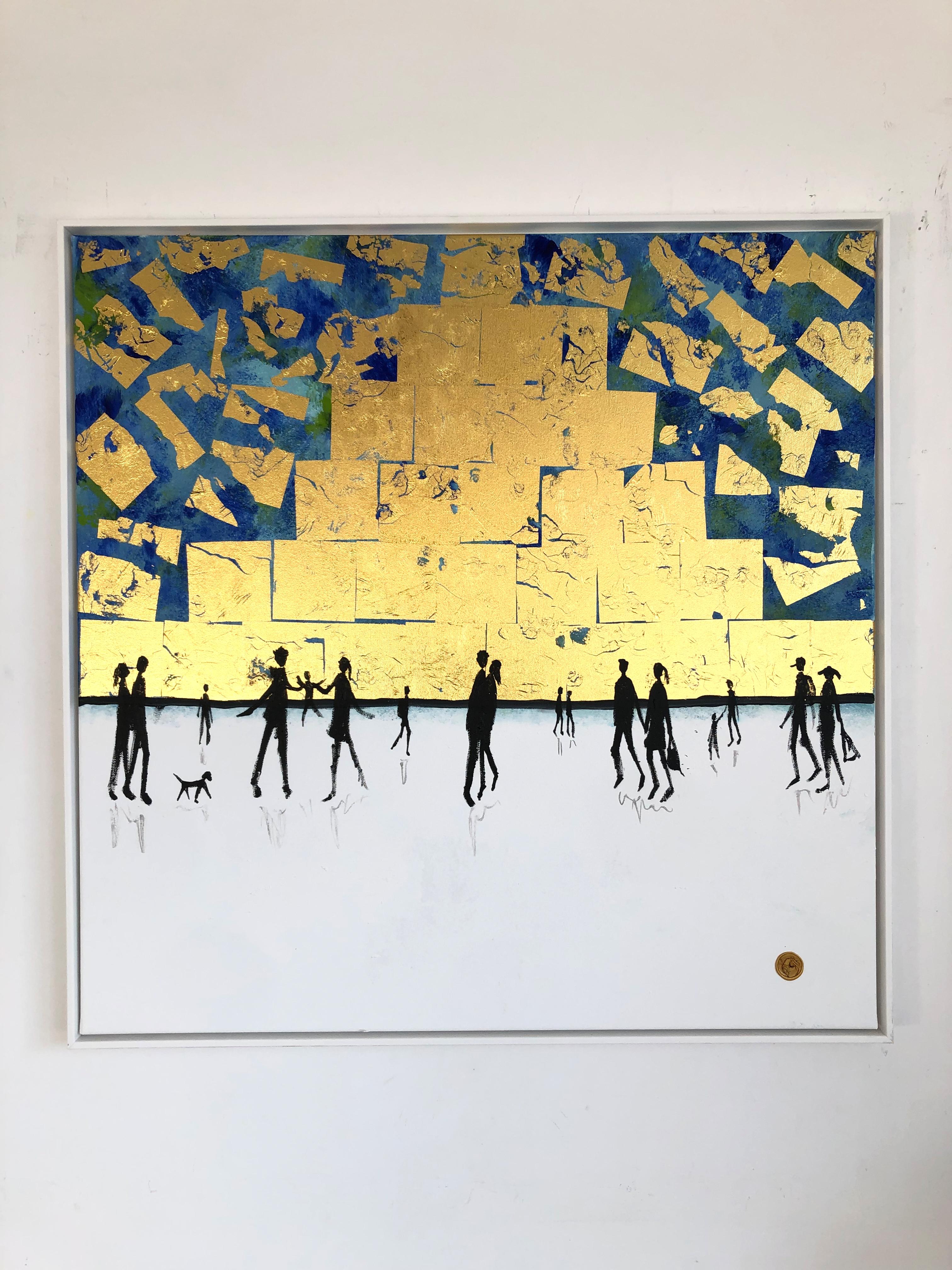 I love you till the end of time -Gold Leaf Contemporary abstract family painting - Painting by Katharina Hormel