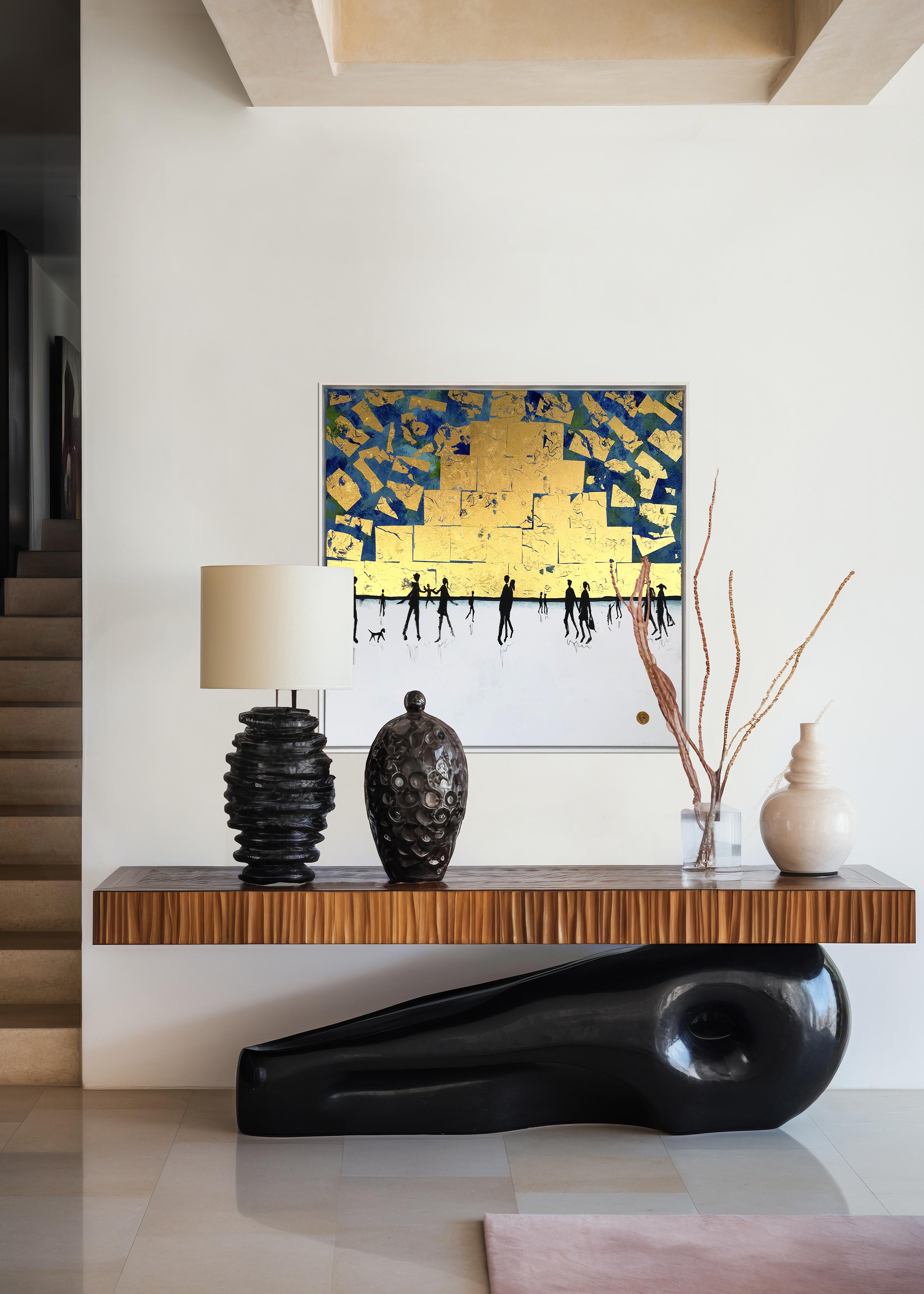 I love you till the end of time -Gold Leaf Contemporary abstract family painting For Sale 1