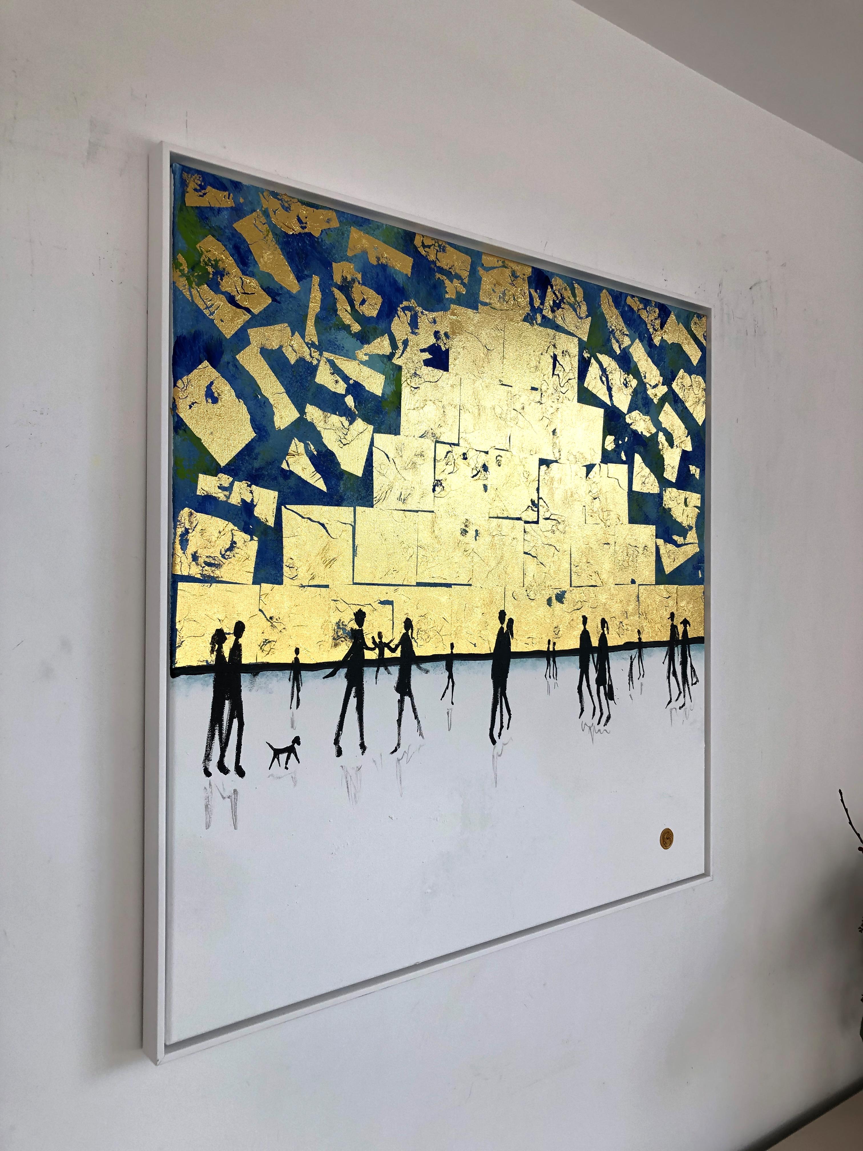I love you till the end of time -Gold Leaf Contemporary abstract family painting For Sale 2