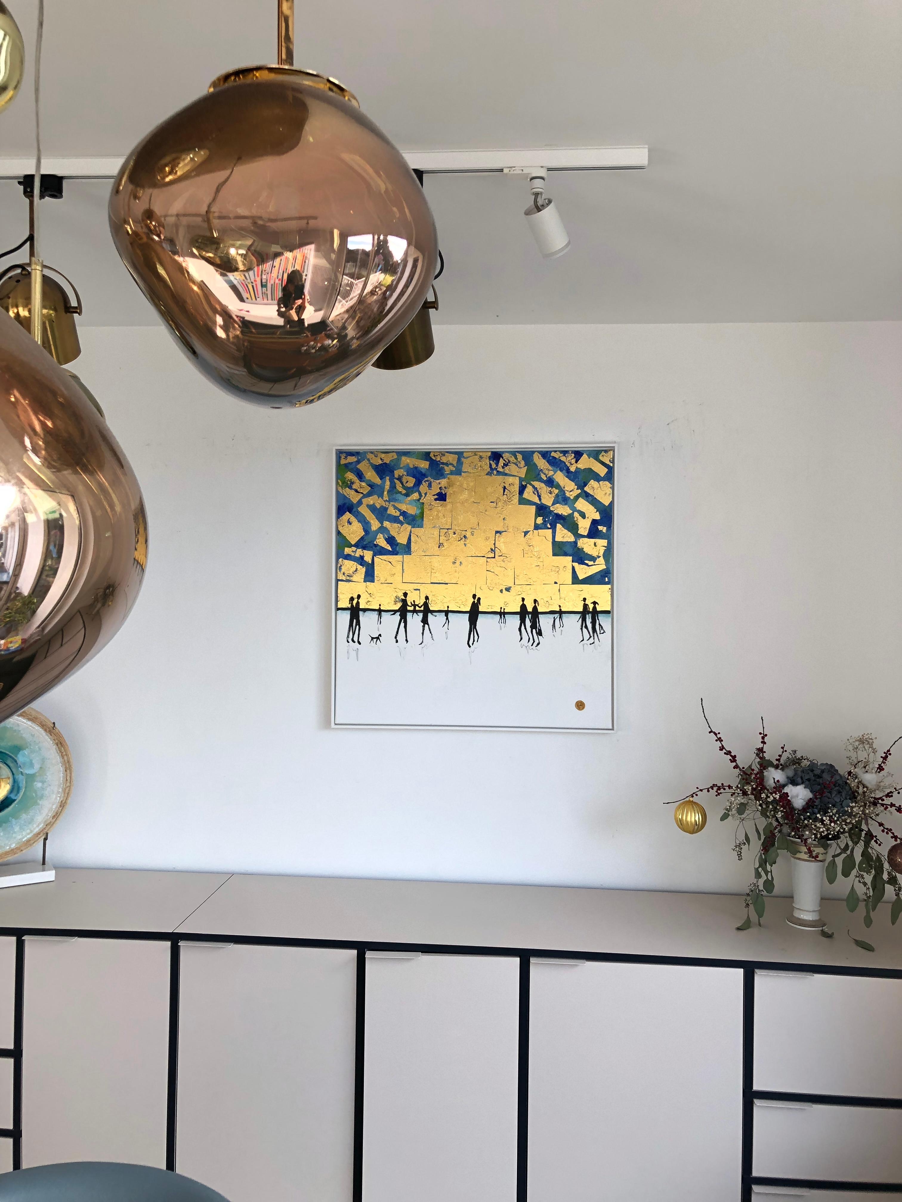I love you till the end of time -Gold Leaf Contemporary abstract family painting For Sale 3