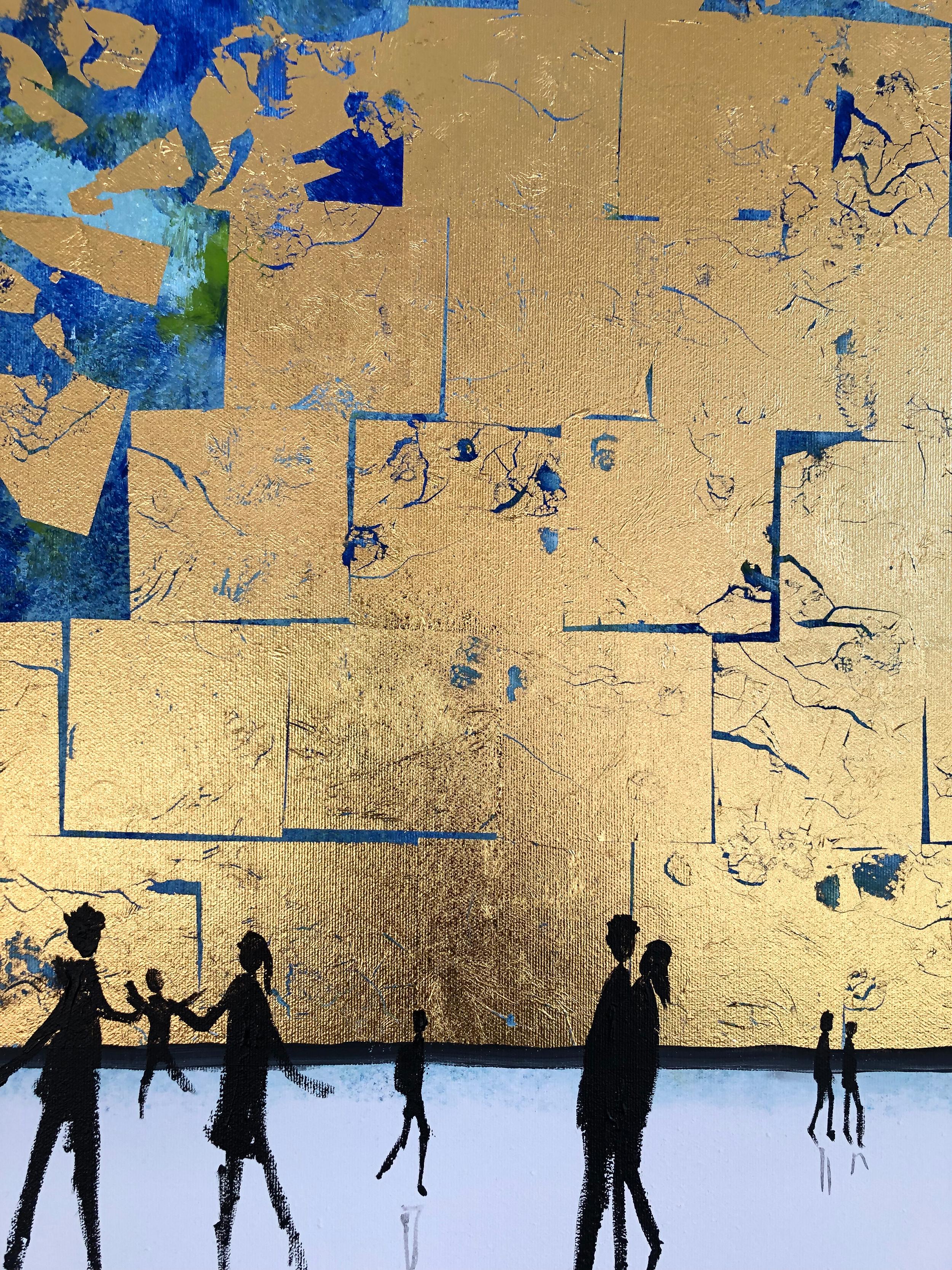 I love you till the end of time -Gold Leaf Contemporary abstract family painting For Sale 4