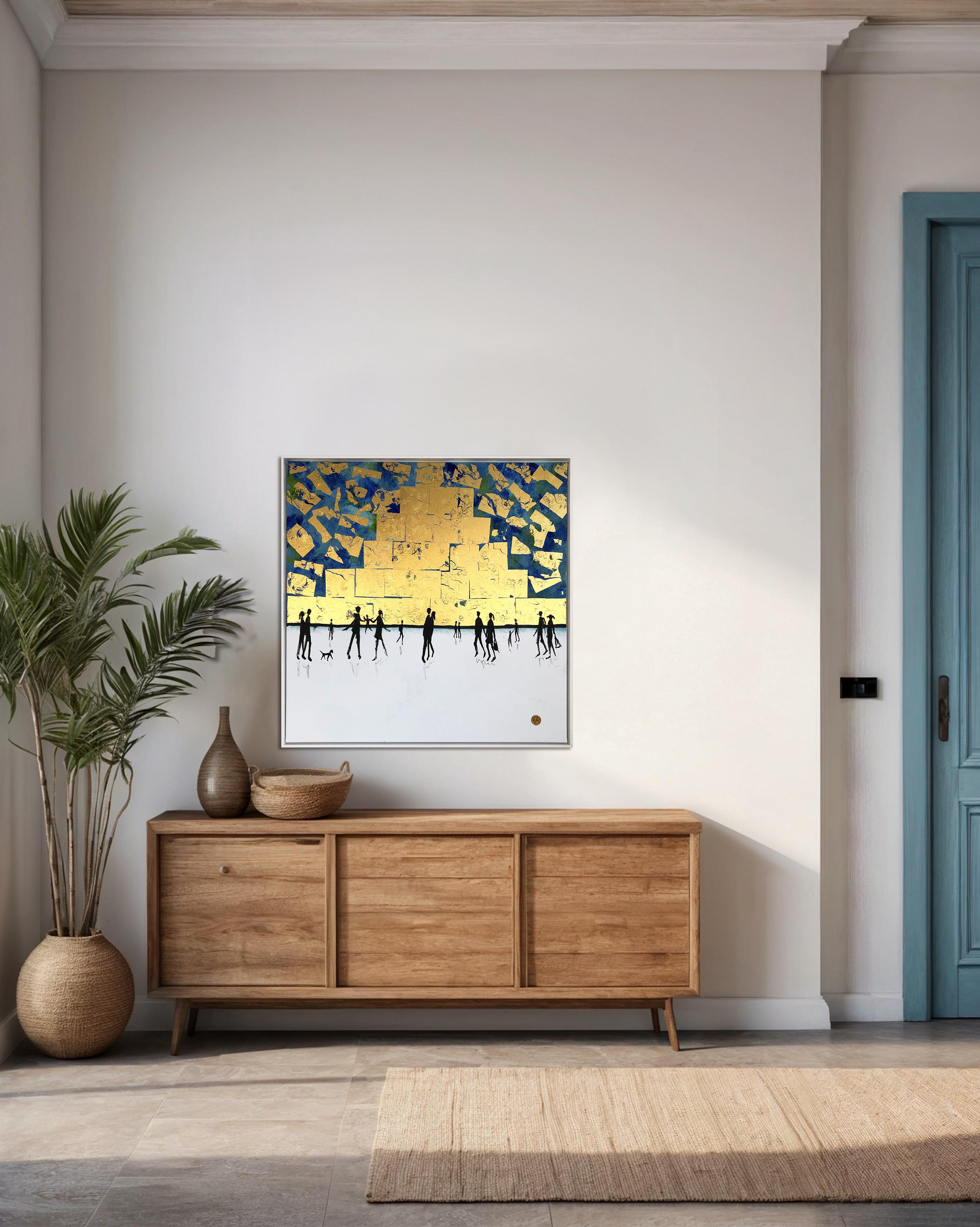 I love you till the end of time -Gold Leaf Contemporary abstract family painting For Sale 5