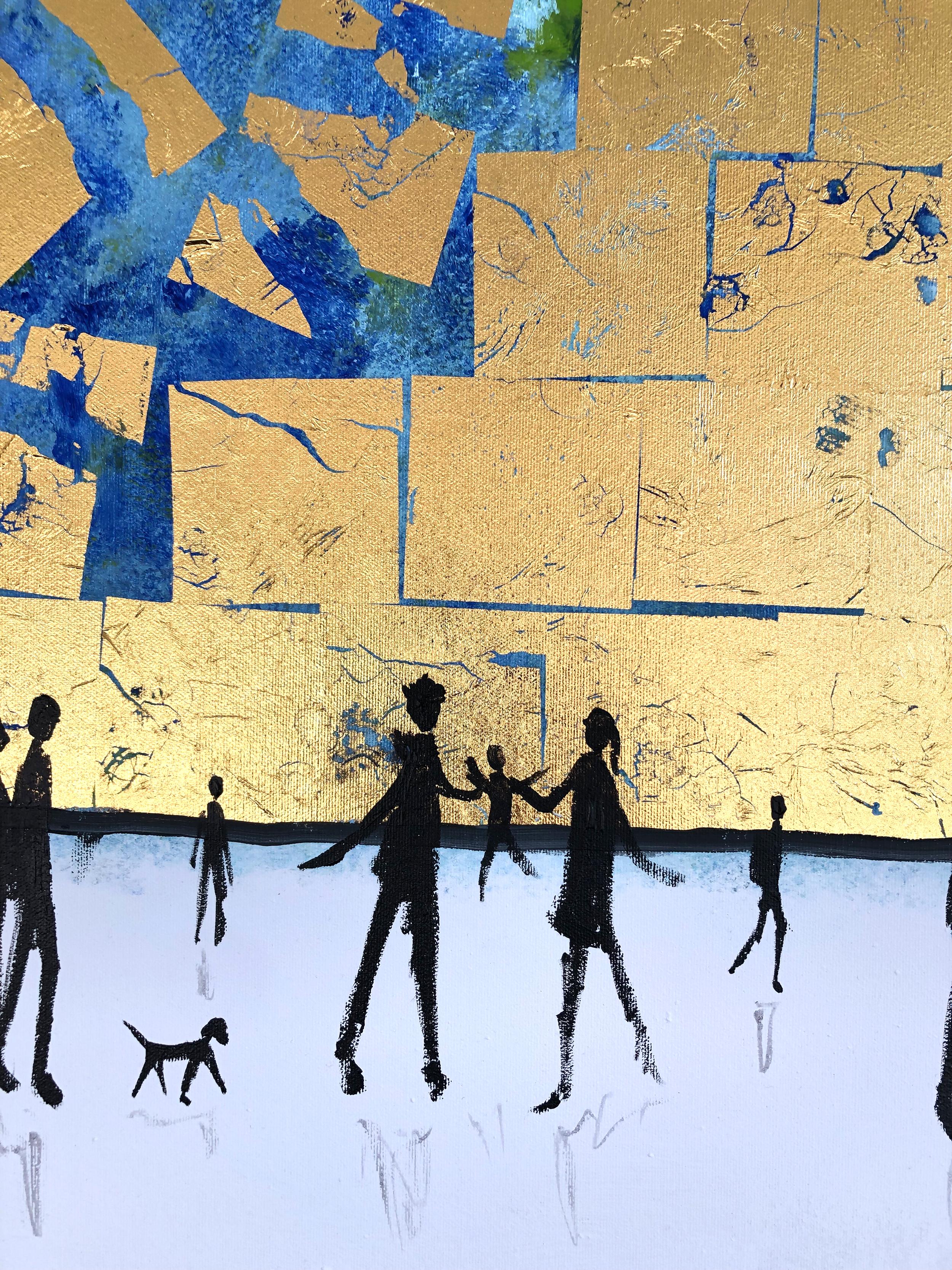 I love you till the end of time -Gold Leaf Contemporary abstract family painting For Sale 6