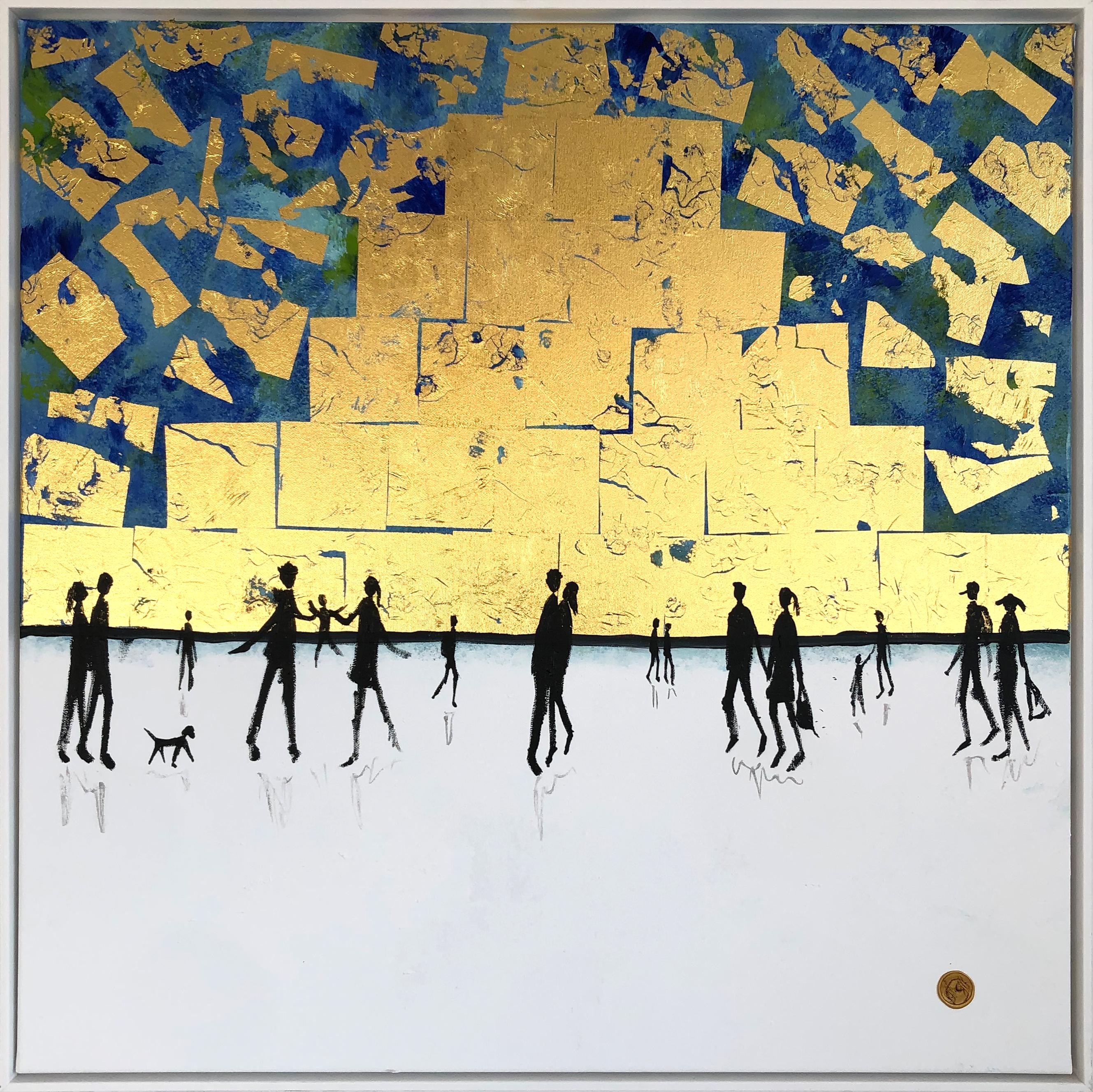 Katharina Hormel Abstract Painting - I love you till the end of time -Gold Leaf Contemporary abstract family painting