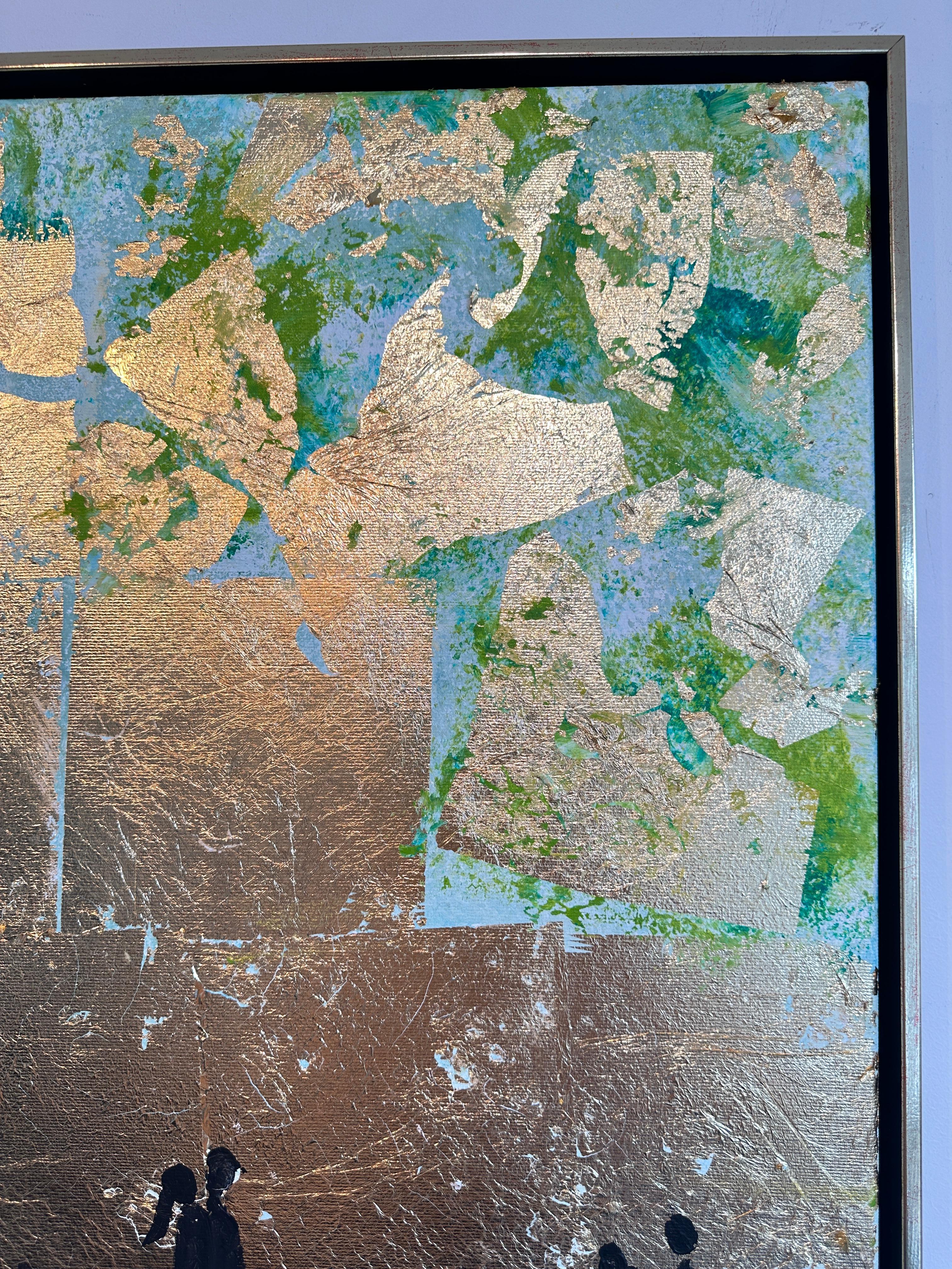 I will Kiss you Everyday -  Gold Leaf Contemporary abstract family painting For Sale 4