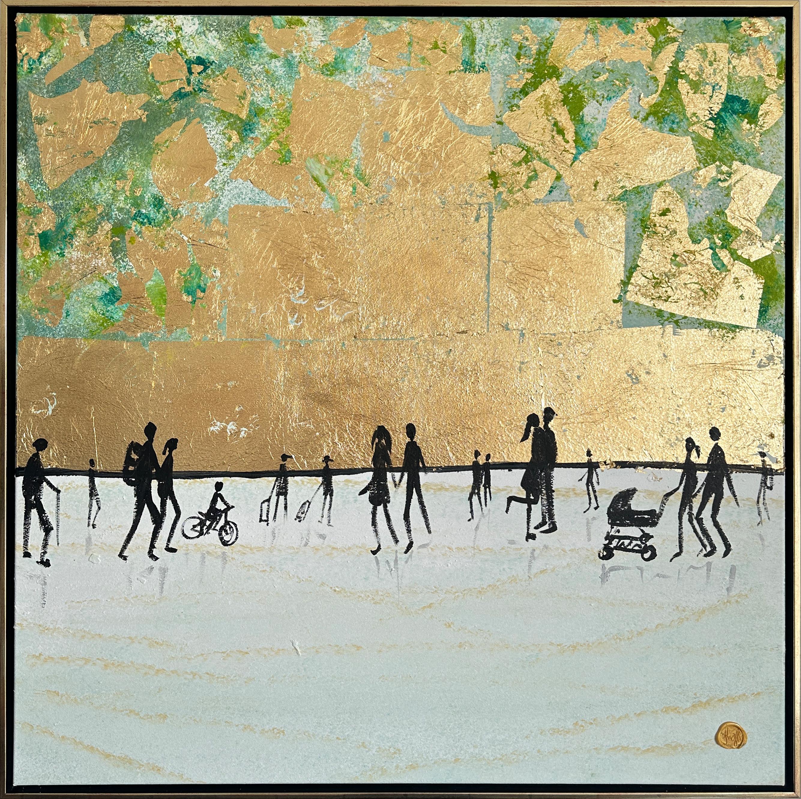 Katharina Hormel Abstract Painting - I will Kiss you Everyday -  Gold Leaf Contemporary abstract family painting