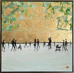 I will Kiss you Everyday -  Gold Leaf Contemporary abstract family painting