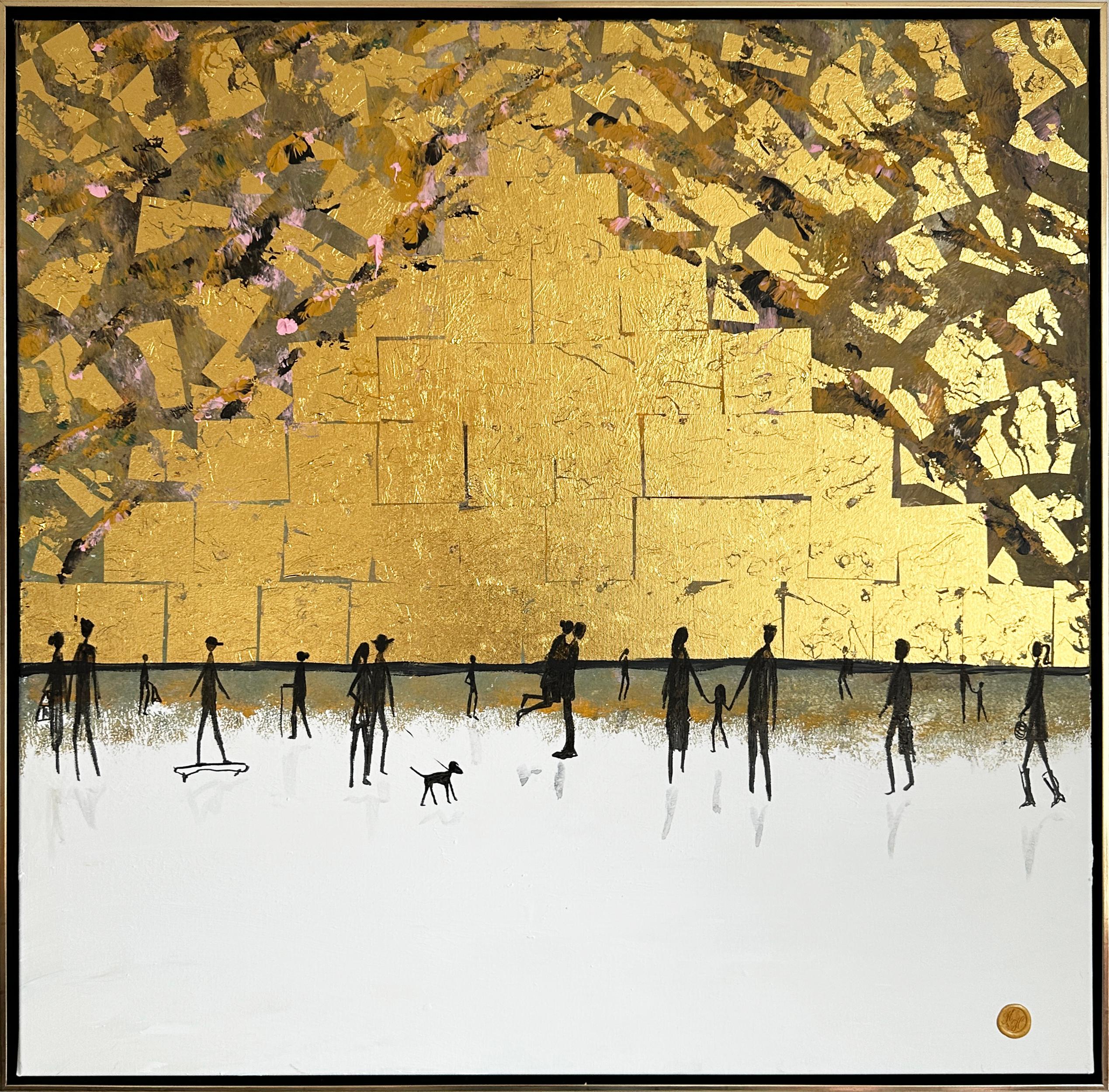 I'll always treasure you - Gold Leaf Contemporary abstract family painting