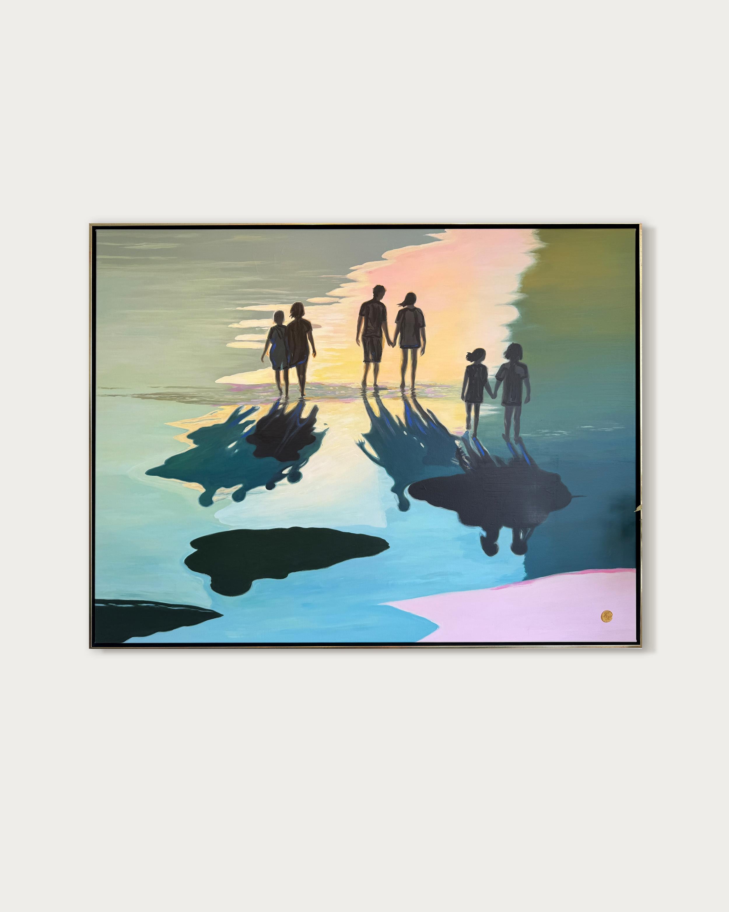 En excelente compañía - Cuadro abstracto contemporáneo en pan de oro - Painting de Katharina Hormel