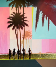 En excellente compagnie - Feuille d'or Peinture abstraite contemporaine