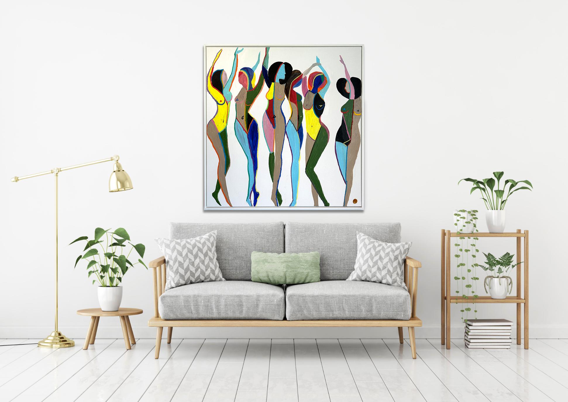 Freude nach Matisse von K. Hormel - Bunte Tänzerinnen Zeitgenössisches Ölgemälde im Angebot 1
