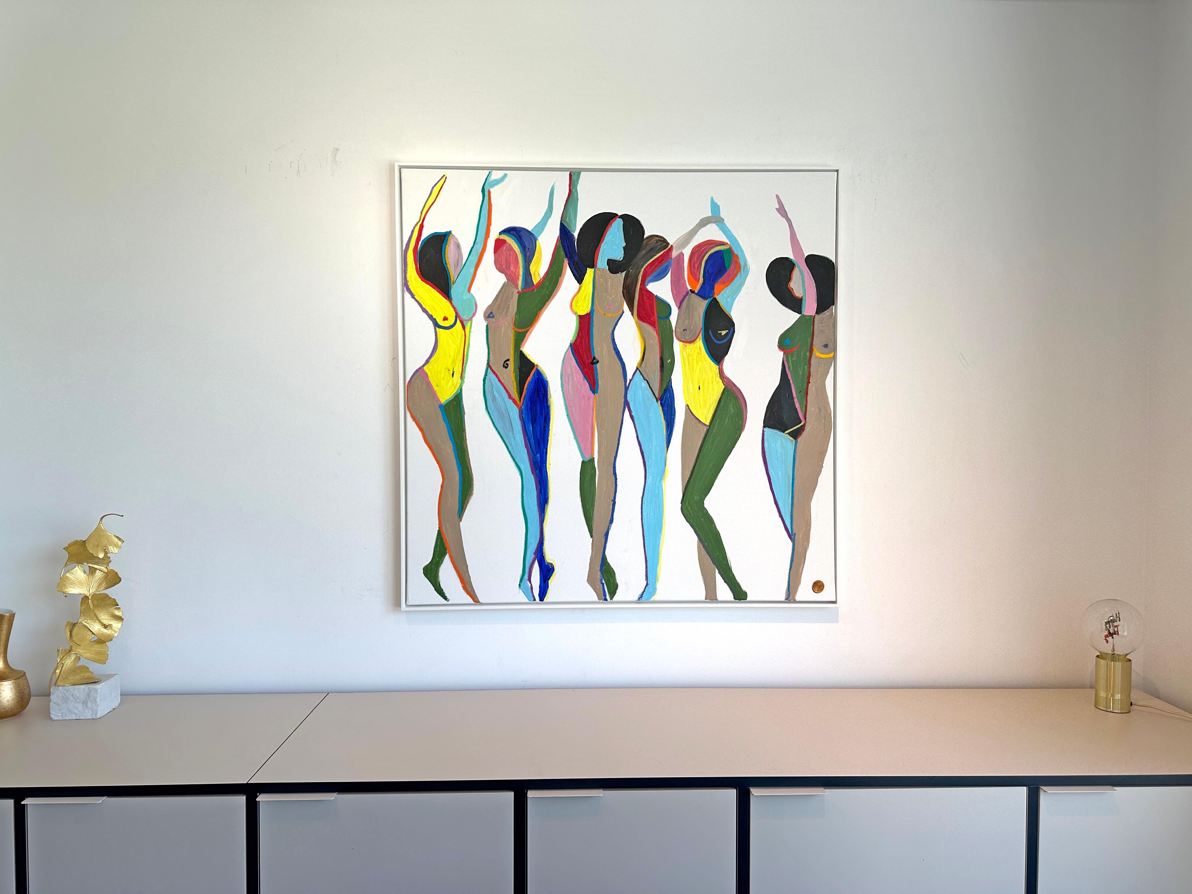 Freude nach Matisse von K. Hormel - Bunte Tänzerinnen Zeitgenössisches Ölgemälde im Angebot 5