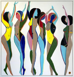 Joy after Matisse by K. Hormel - Colorful Dancers Contemporary Oil painting